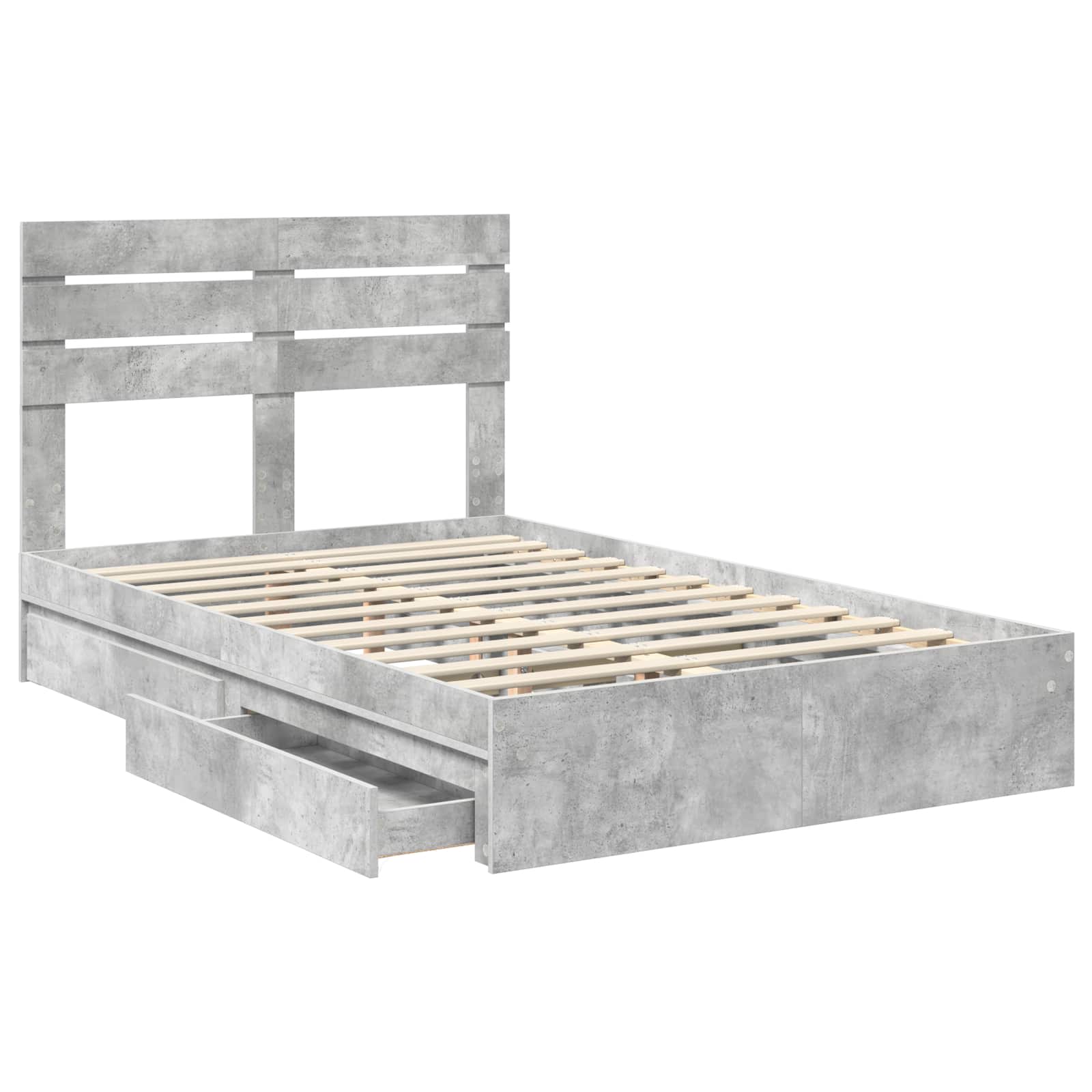 Lit de Rangement Gris béton 135 x 190 cm Bois d'ingénierie - XIOS