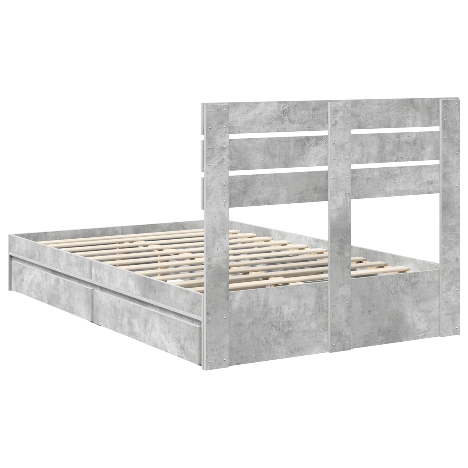 Lit de Rangement Gris béton 135 x 190 cm Bois d'ingénierie - XIOS
