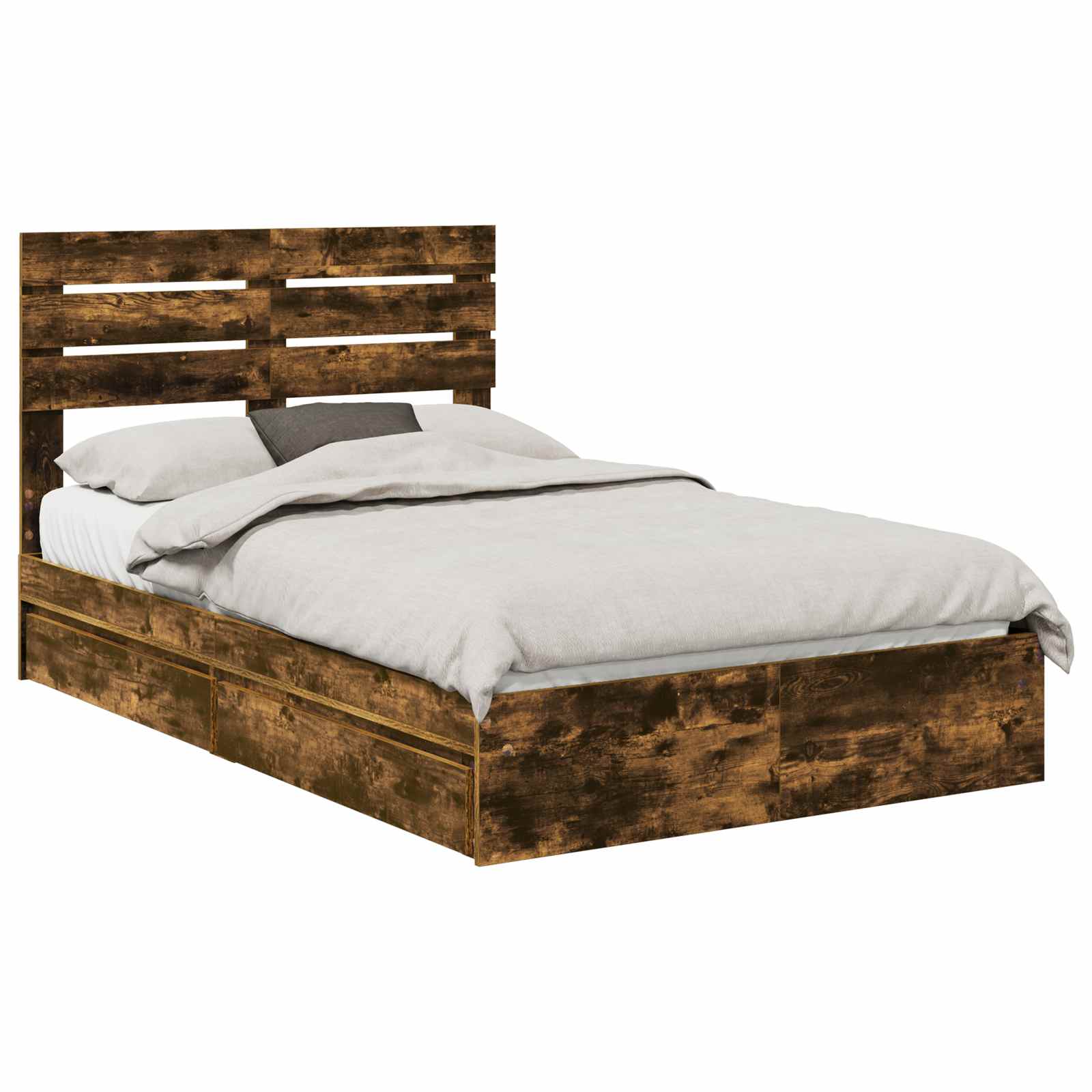 Lit de Rangement Chêne fumé 135 x 190 cm Bois d'ingénierie - XIOS