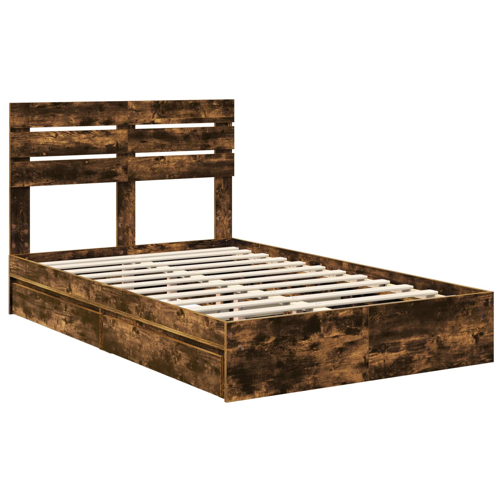 Lit de Rangement Chêne fumé 135 x 190 cm Bois d'ingénierie - XIOS