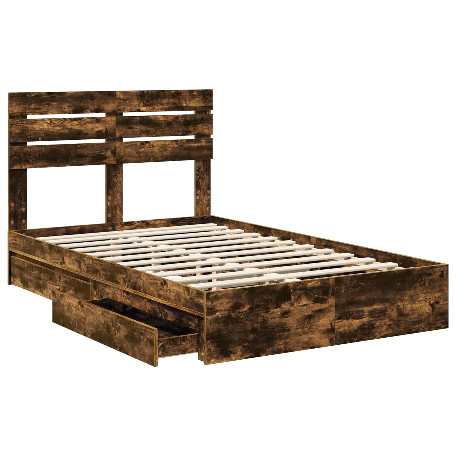 Lit de Rangement Chêne fumé 135 x 190 cm Bois d'ingénierie - XIOS
