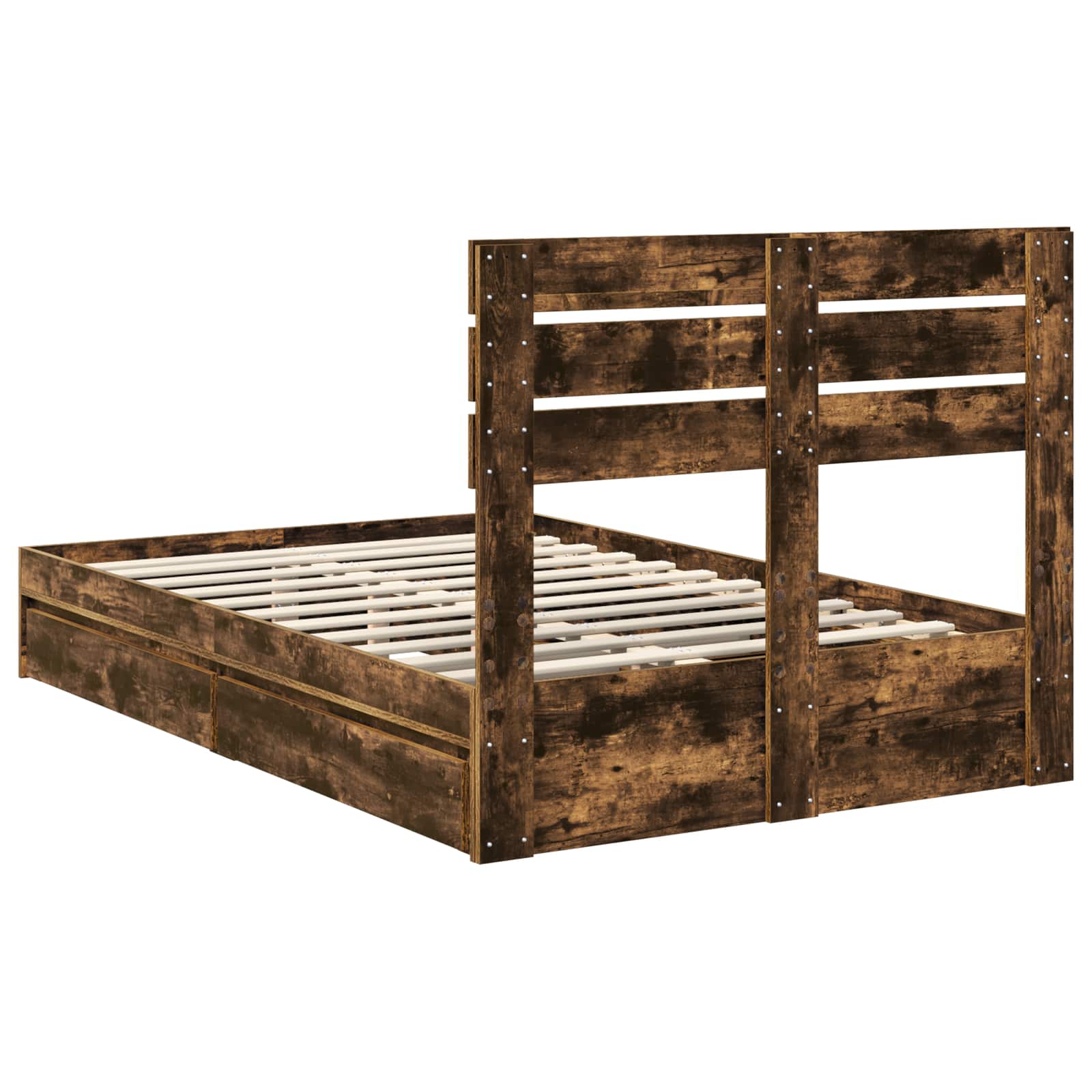 Lit de Rangement Chêne fumé 135 x 190 cm Bois d'ingénierie - XIOS