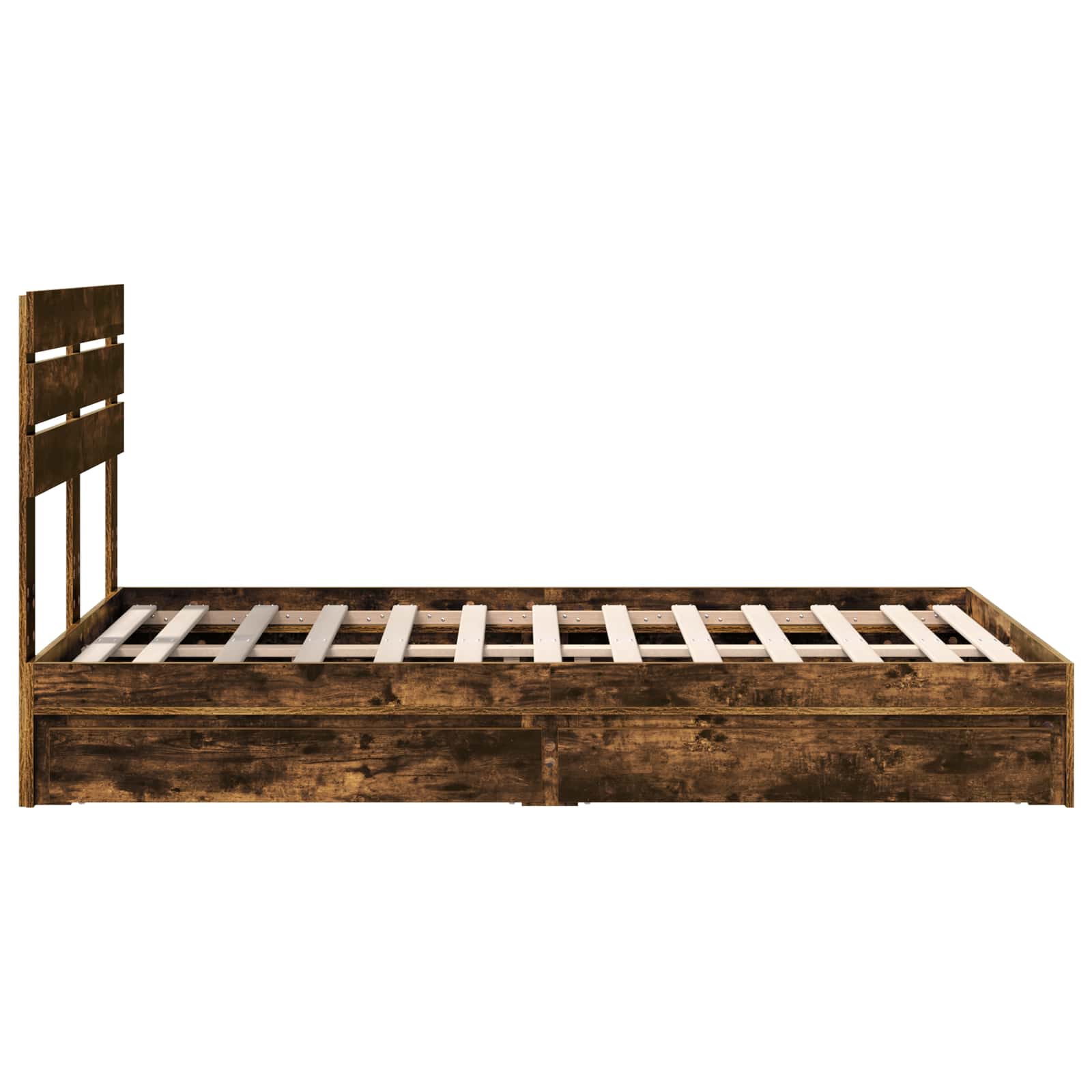 Lit de Rangement Chêne fumé 135 x 190 cm Bois d'ingénierie - XIOS