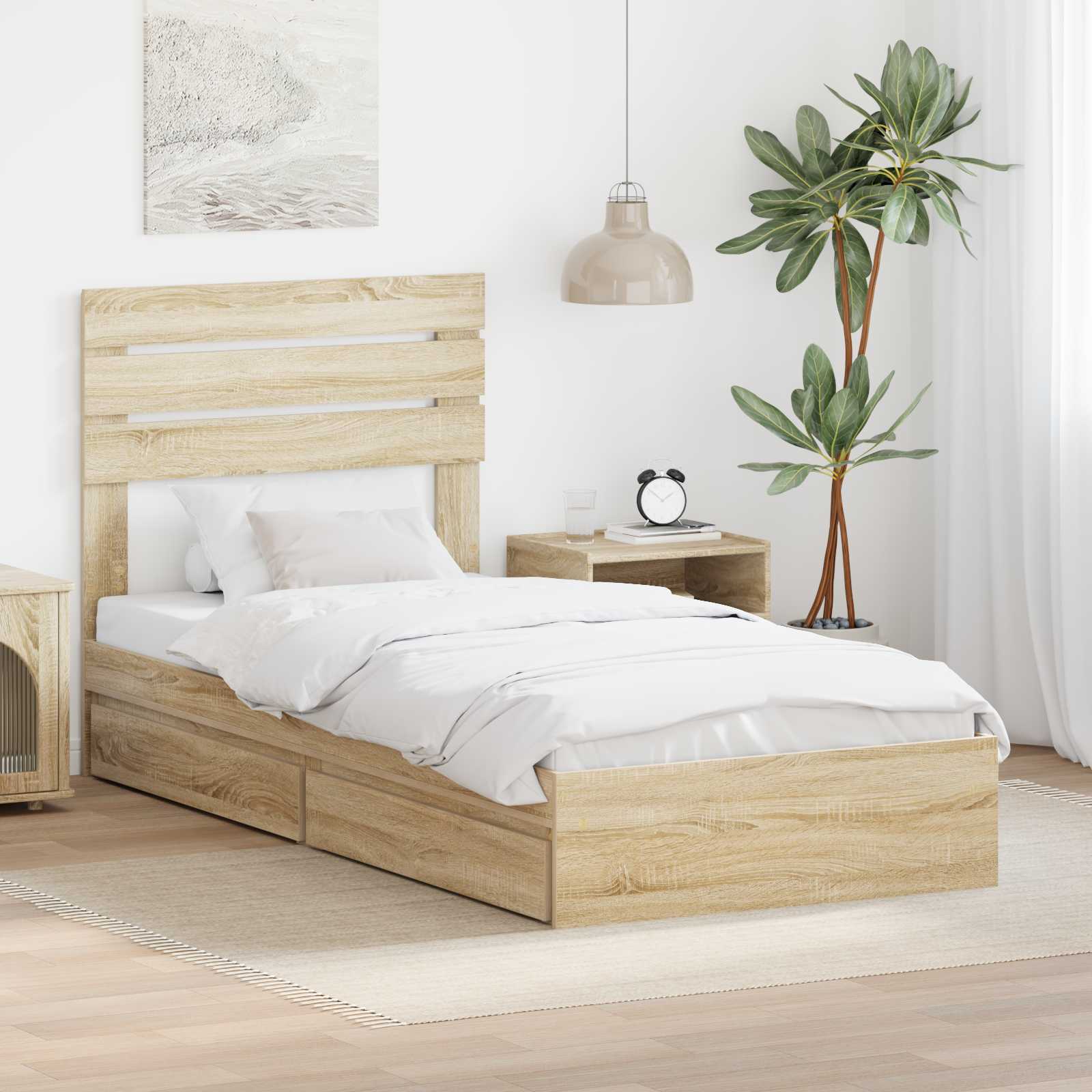Lit de Rangement Chêne Sonoma 90 x 200 cm Bois d'ingénierie - XIOS