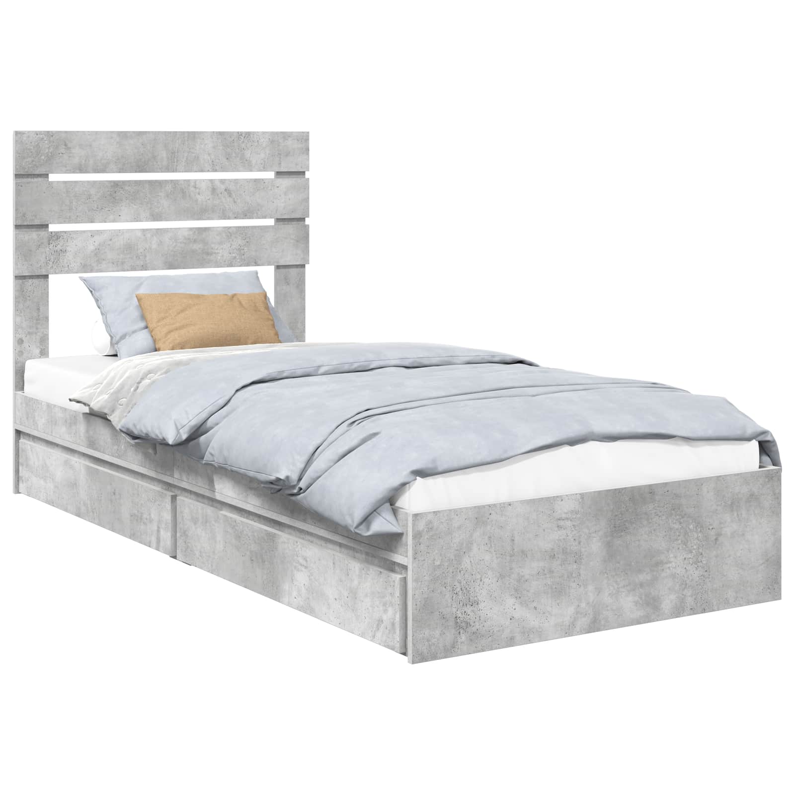 Lit de Rangement Gris béton 90 x 190 cm Bois d'ingénierie - XIOS