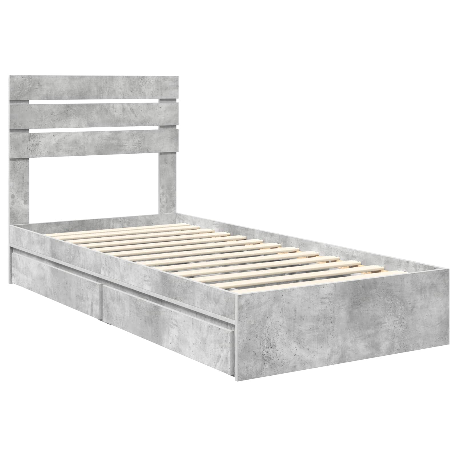 Lit de Rangement Gris béton 90 x 190 cm Bois d'ingénierie - XIOS