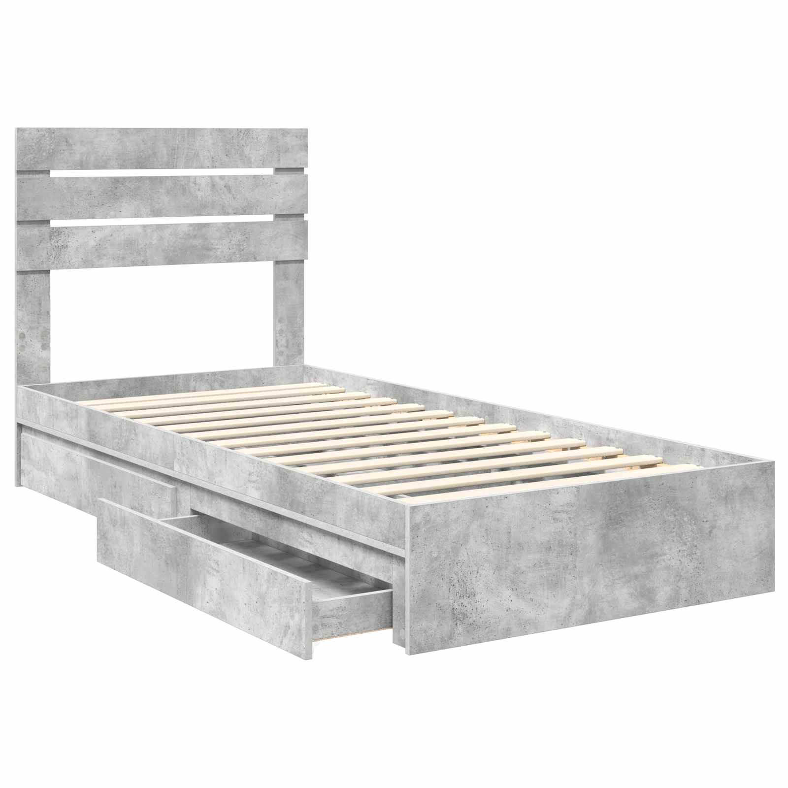 Lit de Rangement Gris béton 90 x 190 cm Bois d'ingénierie - XIOS