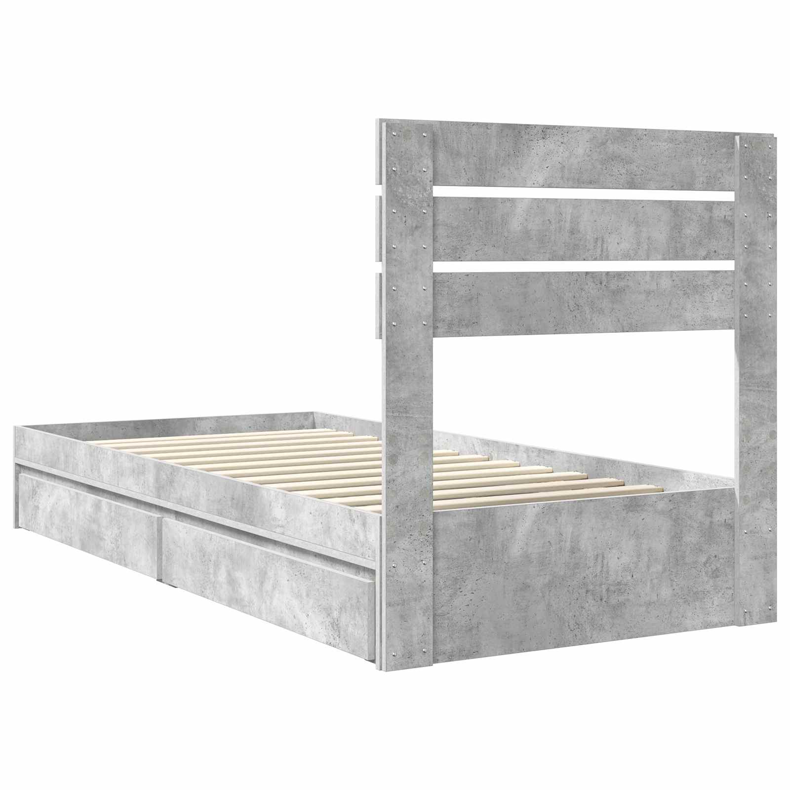 Lit de Rangement Gris béton 90 x 190 cm Bois d'ingénierie - XIOS
