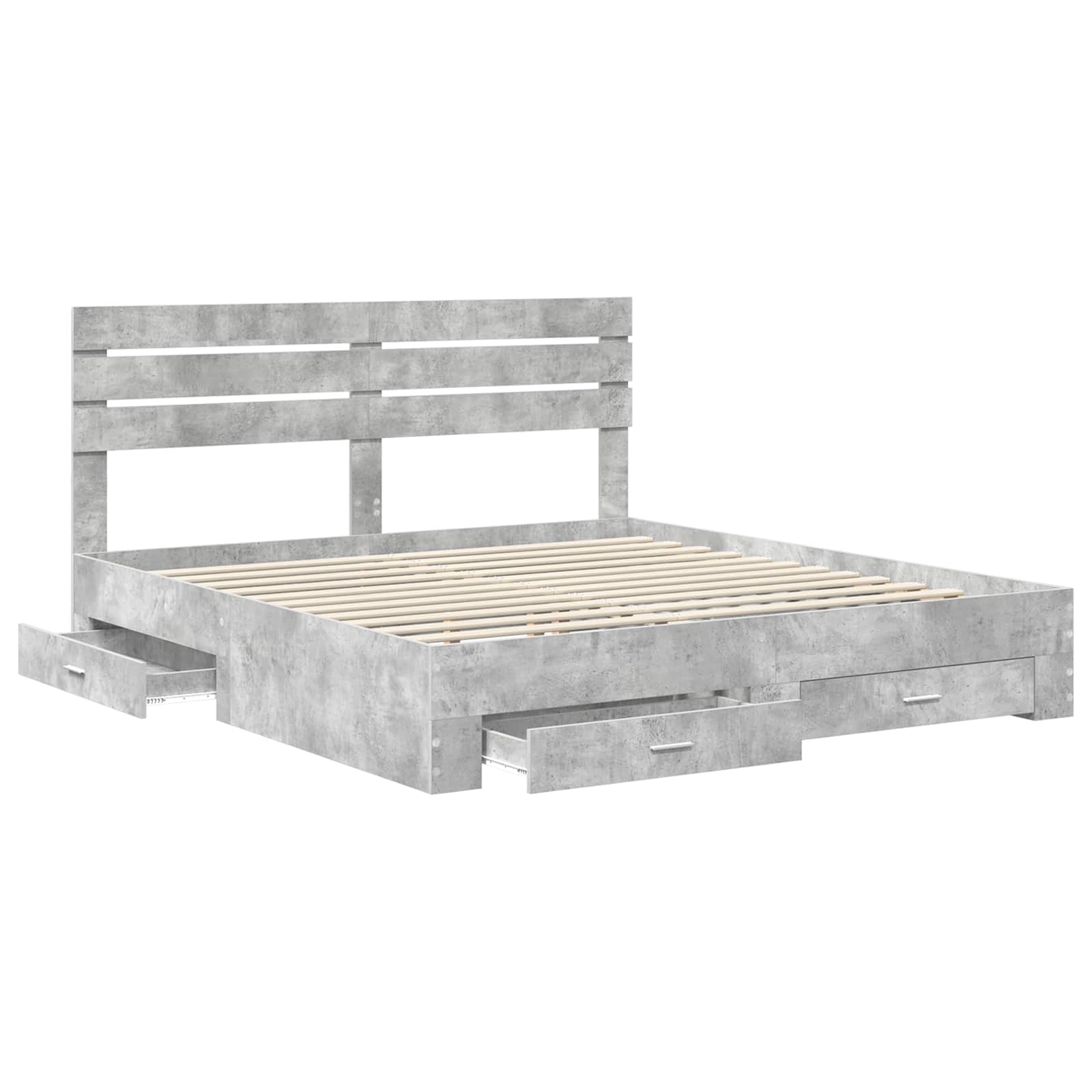 Cadre de lit Gris béton 200 x 200 cm Bois d'ingénierie - XIOS