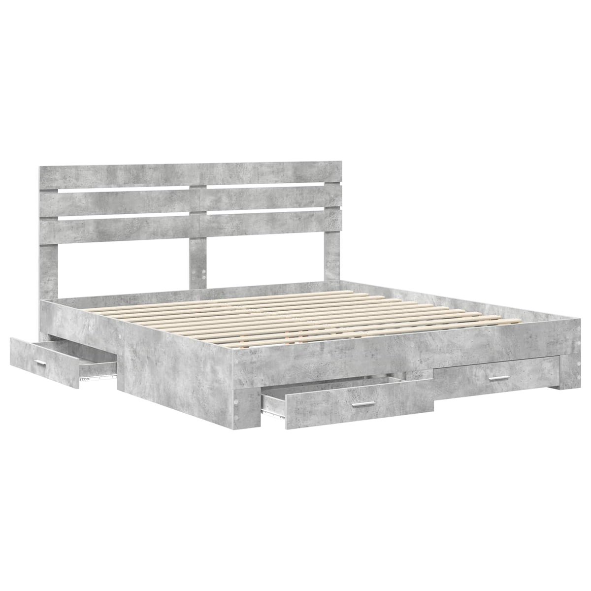 Cadre de lit Gris béton 200 x 200 cm Bois d'ingénierie