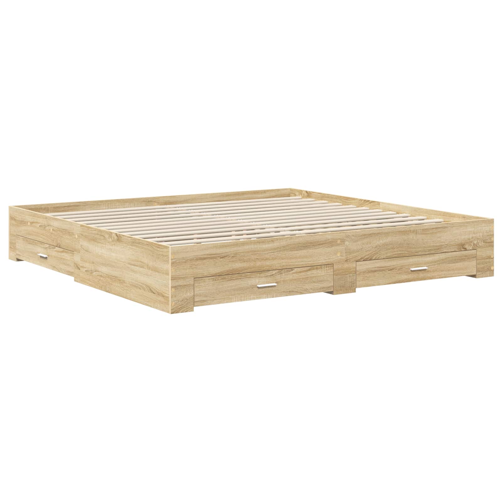 Cadre de lit Gris béton 200 x 200 cm Bois d'ingénierie - XIOS