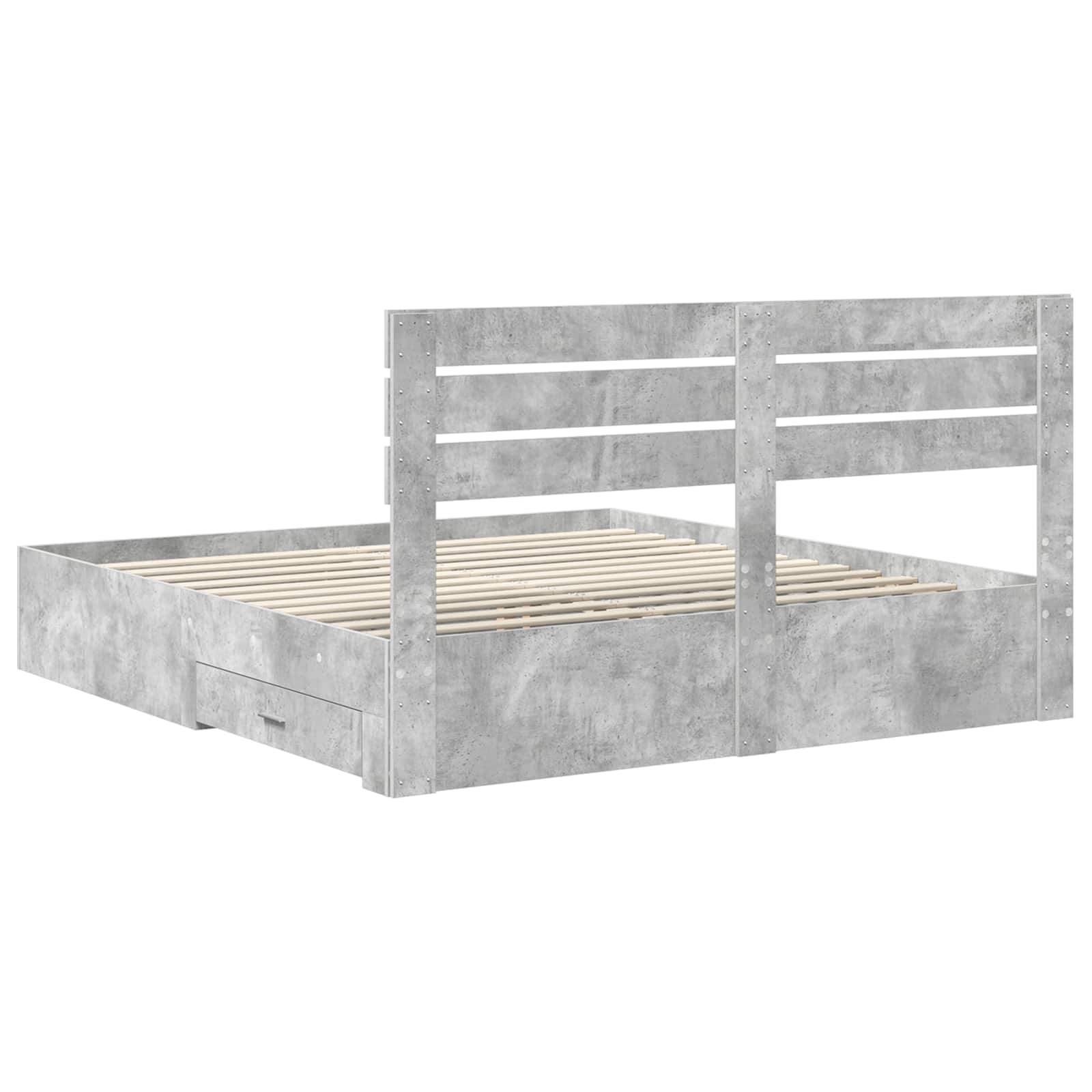 Cadre de lit Gris béton 200 x 200 cm Bois d'ingénierie - XIOS