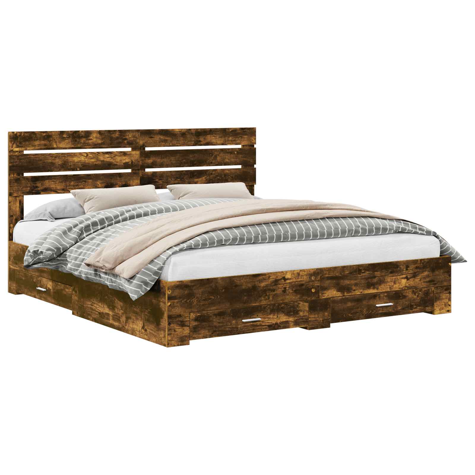 Cadre de lit Chêne fumé 200 x 200 cm Bois d'ingénierie - XIOS