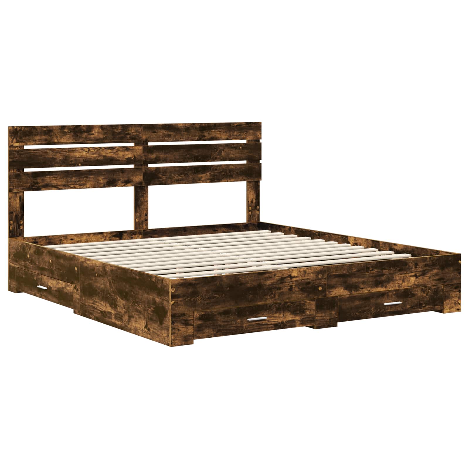 Cadre de lit Chêne fumé 200 x 200 cm Bois d'ingénierie - XIOS