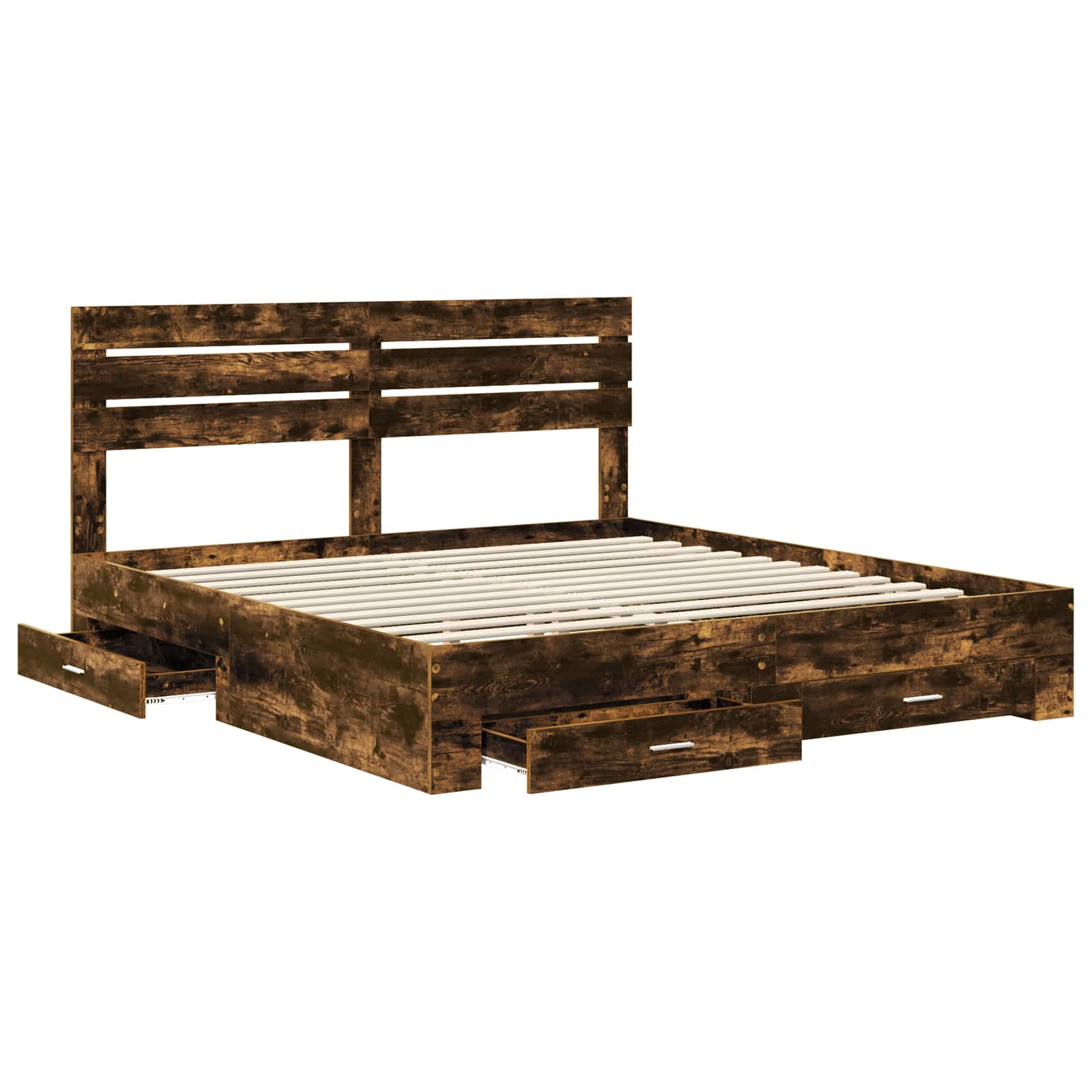 Cadre de lit Chêne fumé 200 x 200 cm Bois d'ingénierie - XIOS