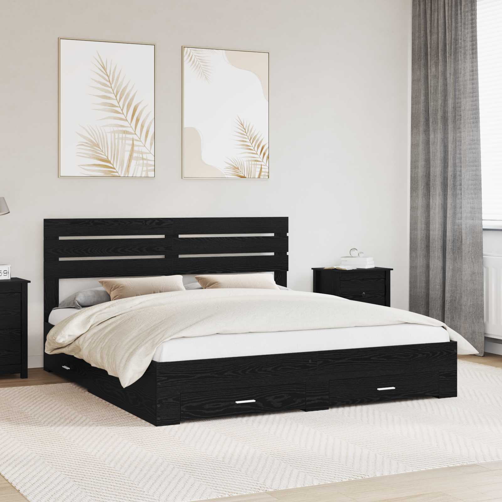 Cadre de lit Chêne noir 180 x 200 cm Bois d'ingénierie - XIOS