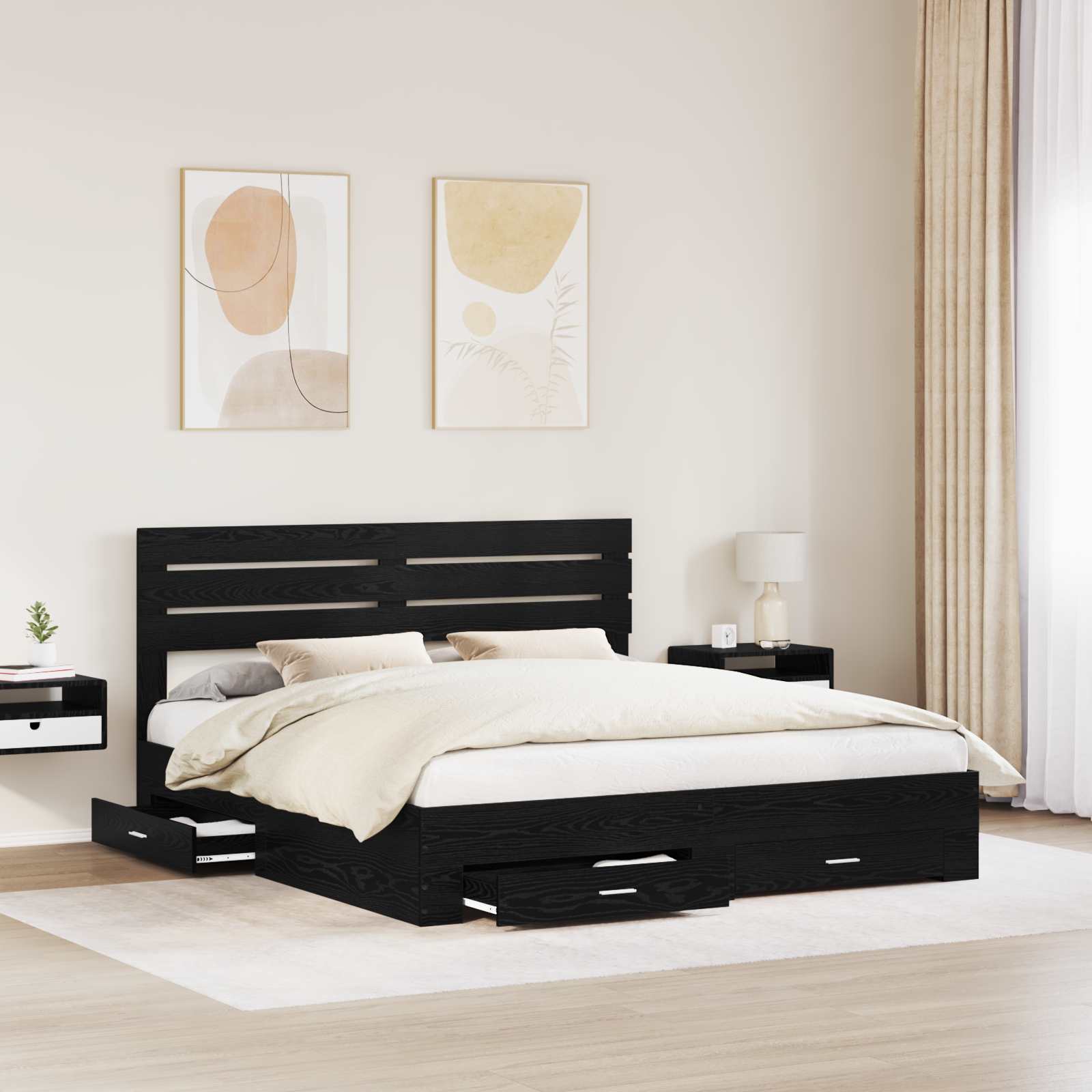 Cadre de lit Chêne noir 180 x 200 cm Bois d'ingénierie - XIOS