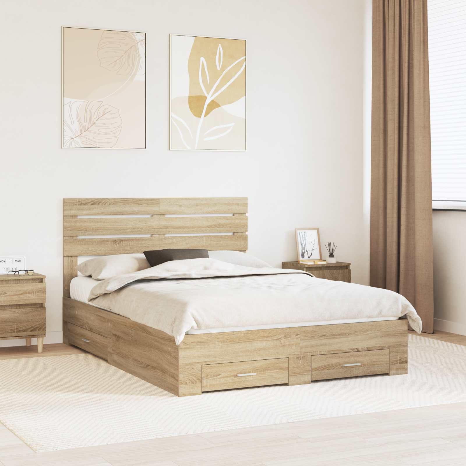 Cadre de lit Chêne Sonoma 150 x 200 cm Bois d'ingénierie - XIOS