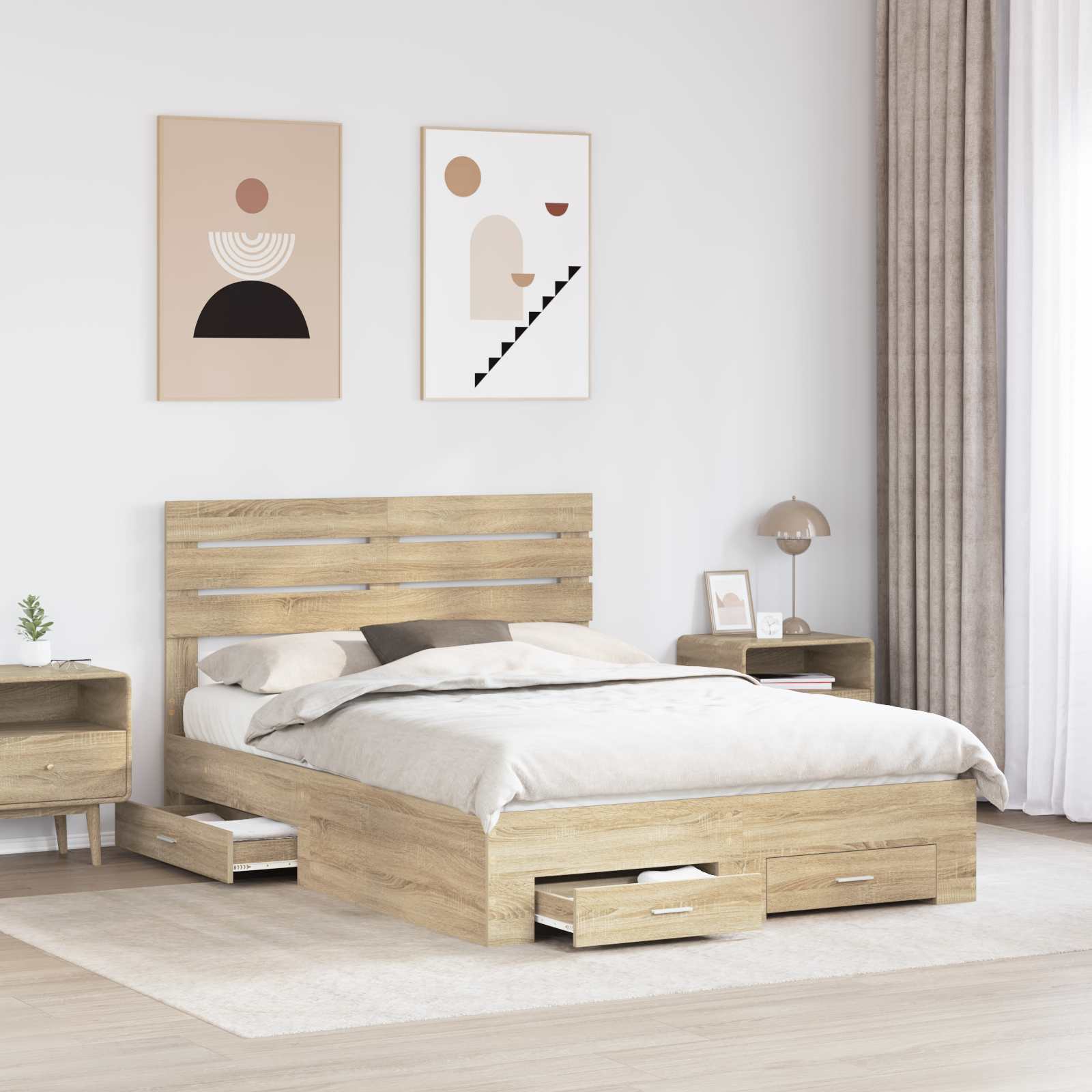 Cadre de lit Chêne Sonoma 150 x 200 cm Bois d'ingénierie - XIOS