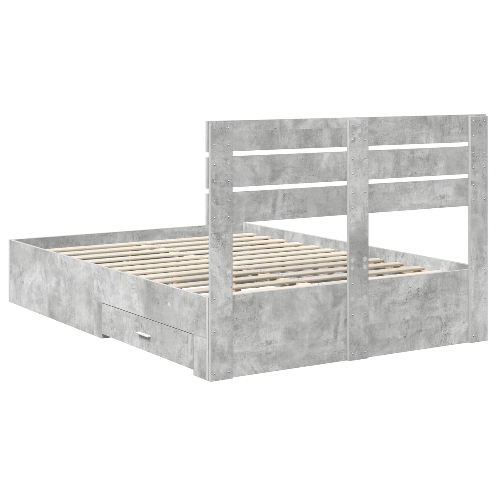 Cadre de lit Gris béton 150 x 200 cm Bois d'ingénierie - XIOS