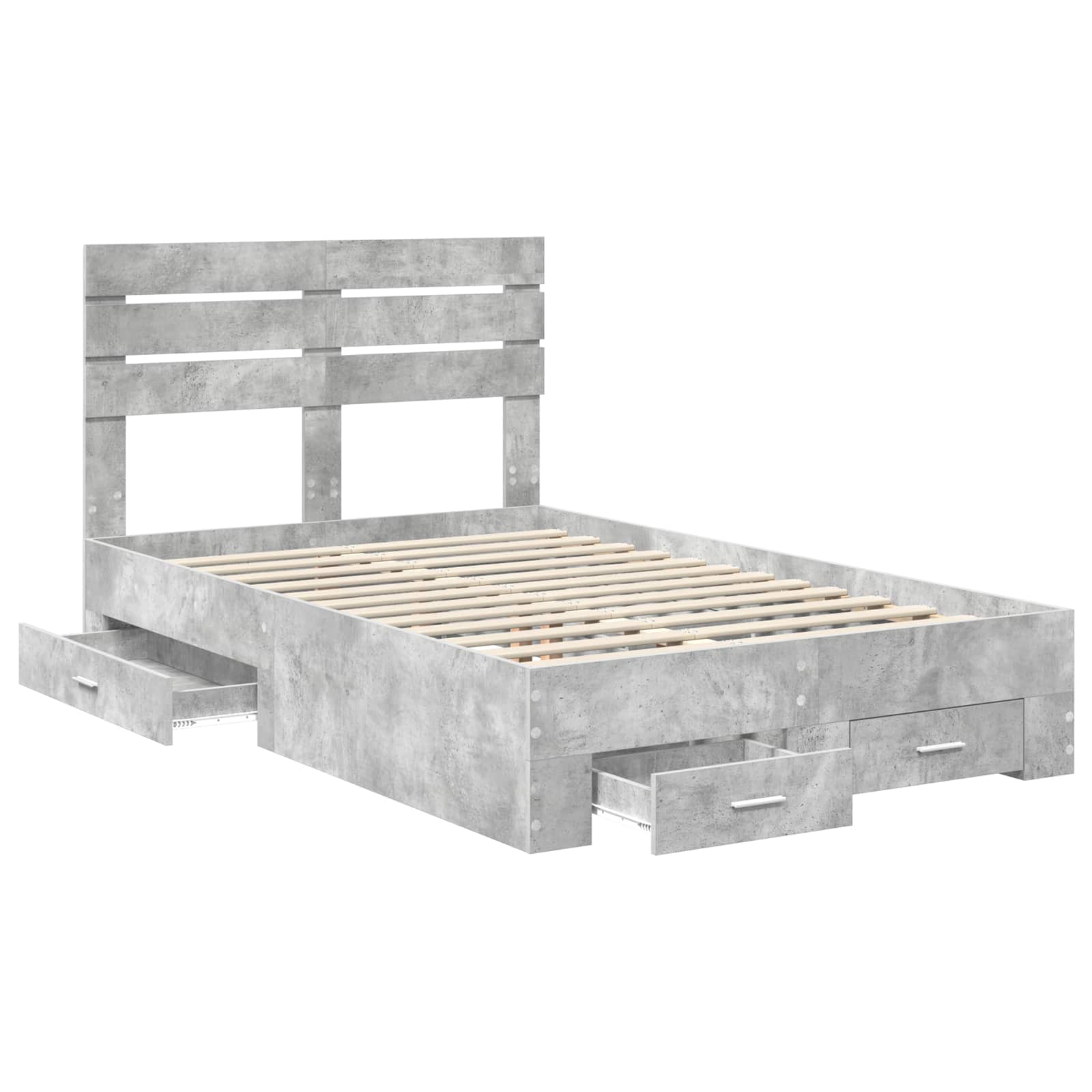 Cadre de lit Gris béton 135 x 190 cm Bois d'ingénierie - XIOS