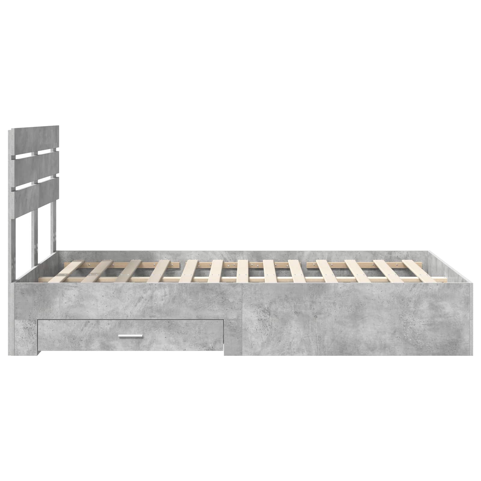 Cadre de lit Gris béton 135 x 190 cm Bois d'ingénierie - XIOS