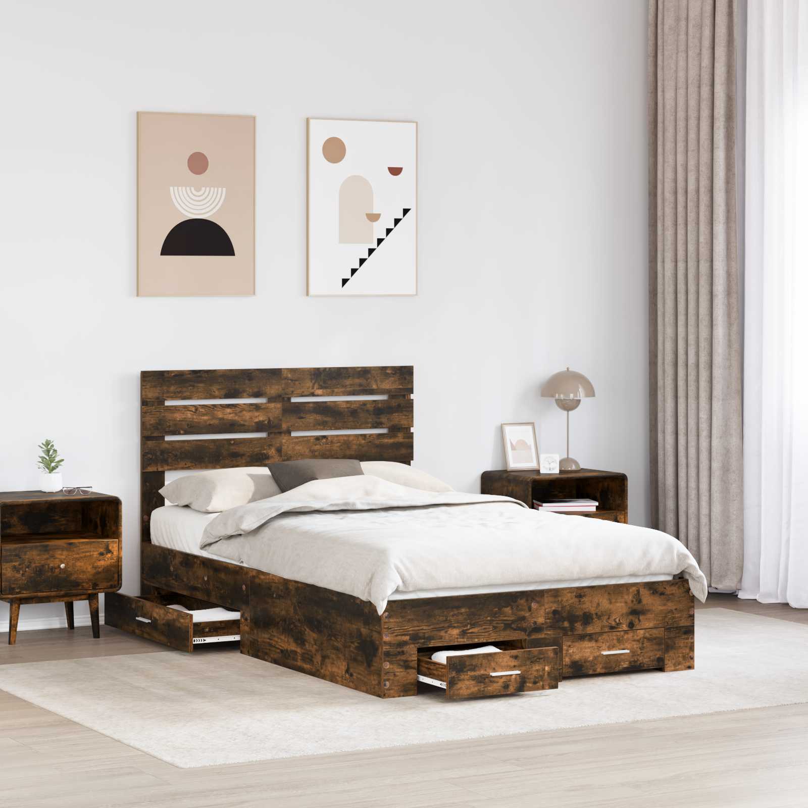 Cadre de lit Chêne fumé 120 x 200 cm Bois d'ingénierie - XIOS