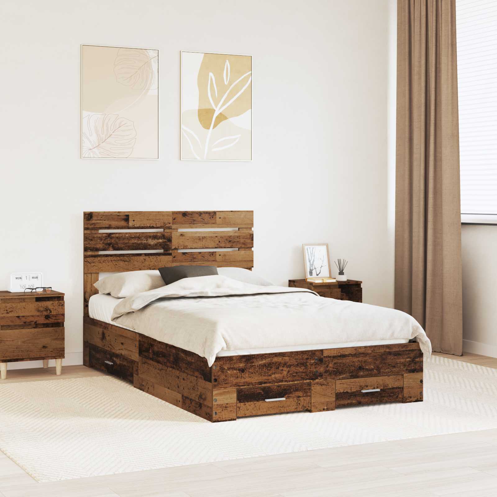 Cadre de lit Bois ancien 120 x 190 cm Bois d'ingénierie - XIOS