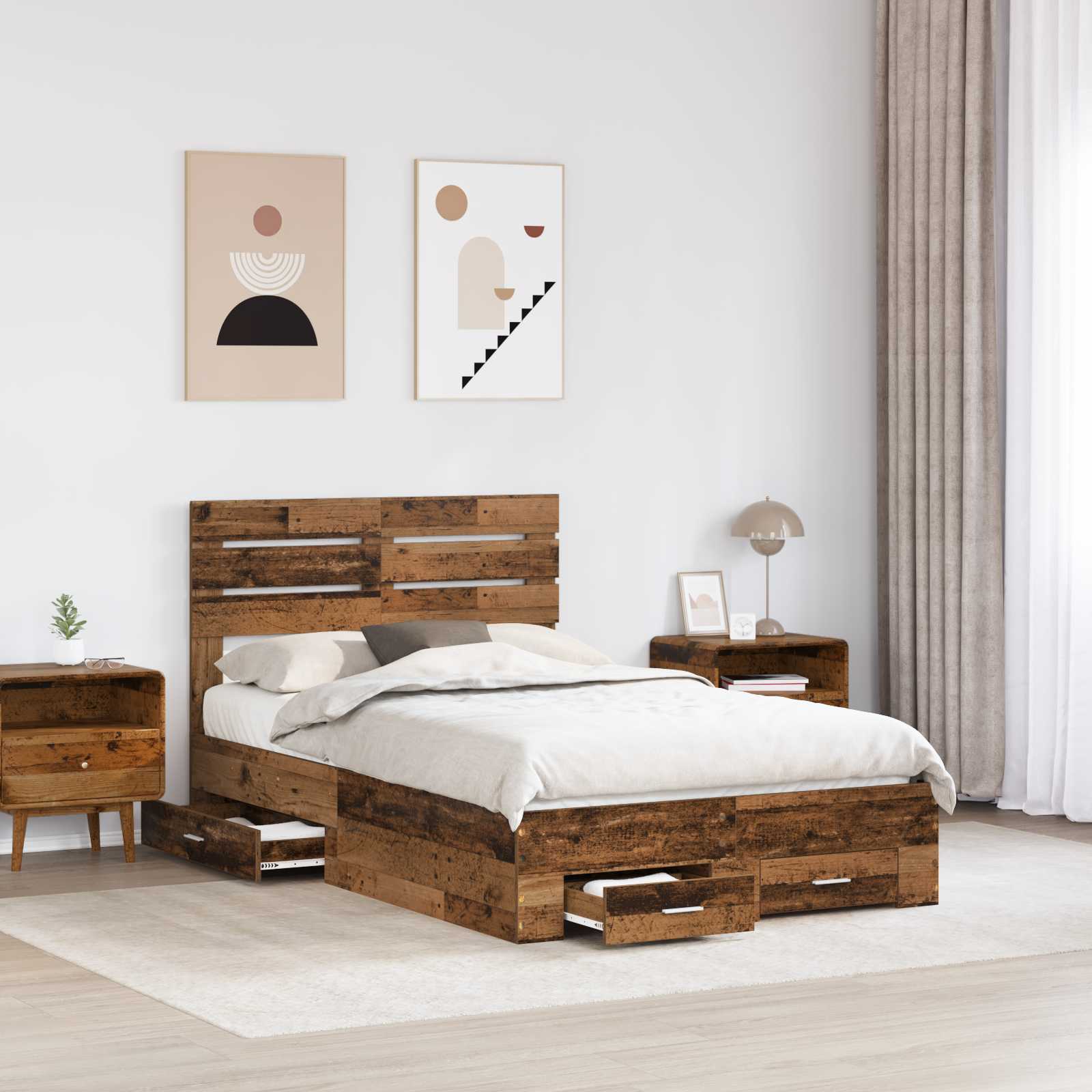 Cadre de lit Bois ancien 120 x 190 cm Bois d'ingénierie - XIOS
