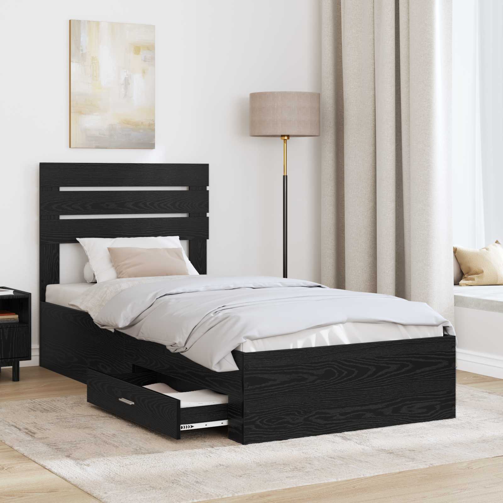 Cadre de lit Chêne noir 90 x 200 cm Bois d'ingénierie - XIOS