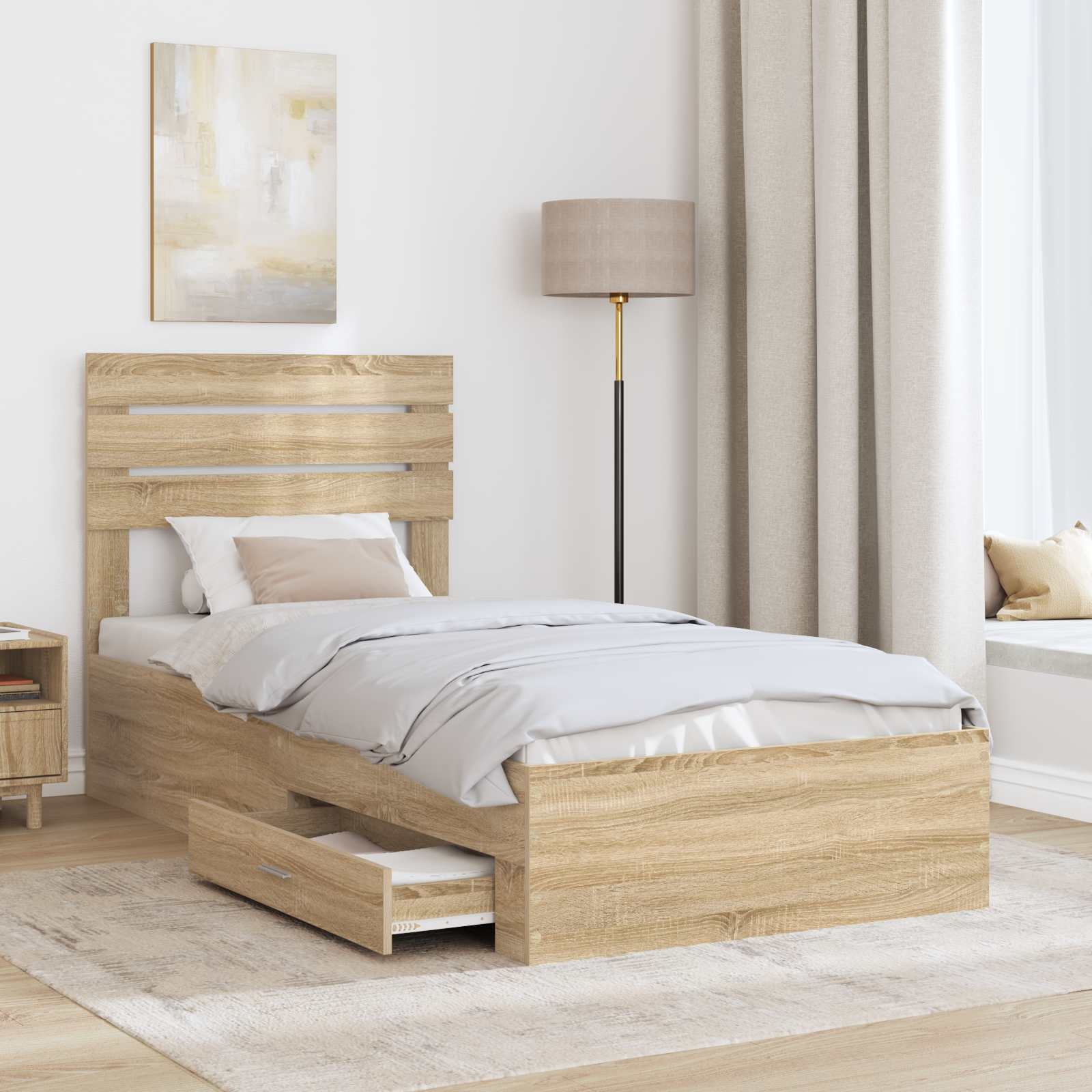 Cadre de lit Chêne Sonoma 90 x 190 cm Bois d'ingénierie - XIOS