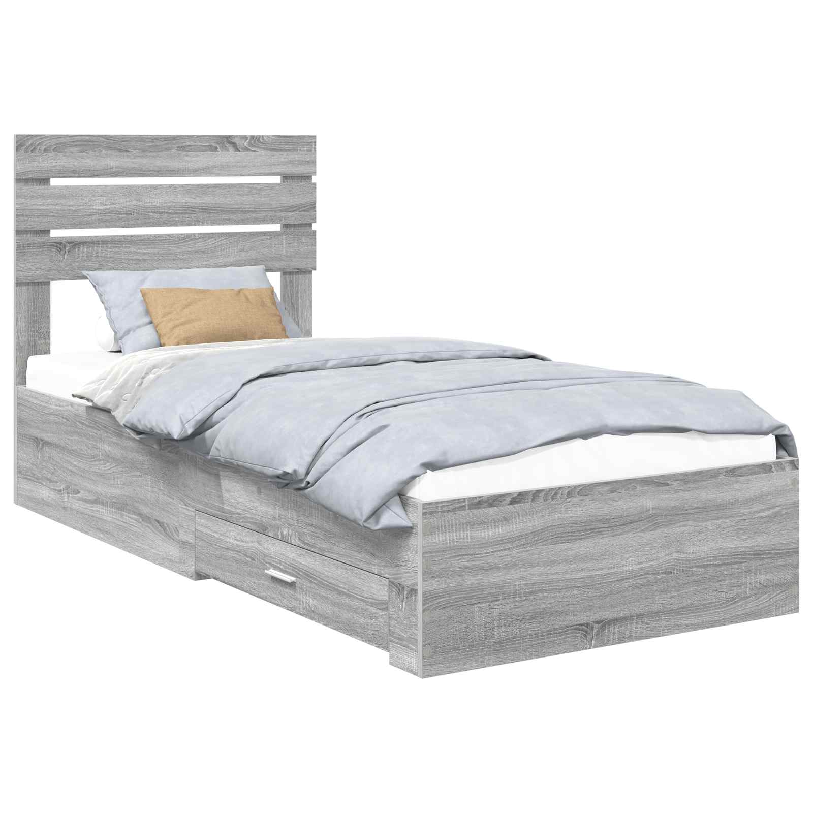 Cadre de lit Gris Sonoma 90 x 190 cm Bois d'ingénierie - XIOS