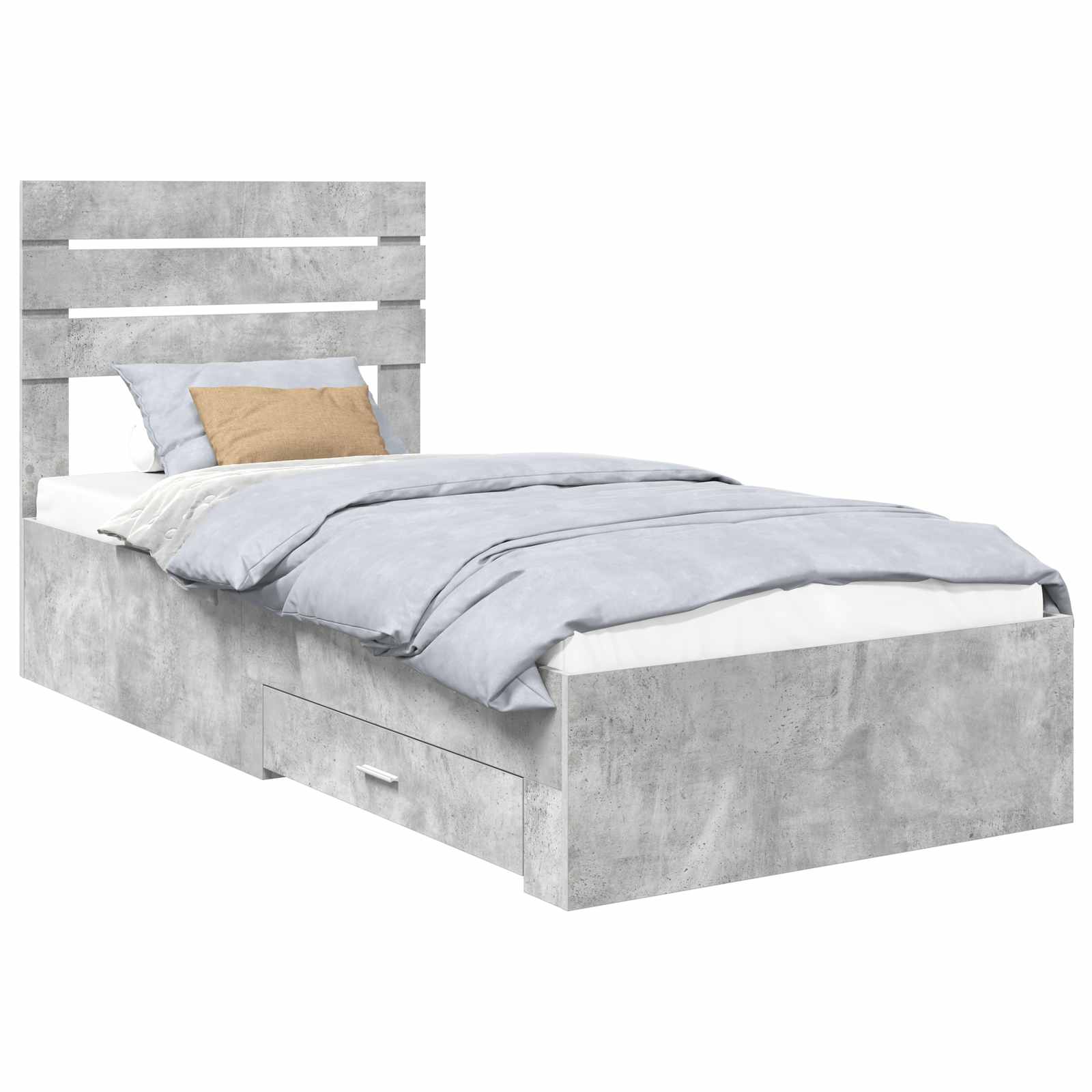 Cadre de lit Gris Béton et Argent 75 x 190 cm Bois d'ingénierie - XIOS