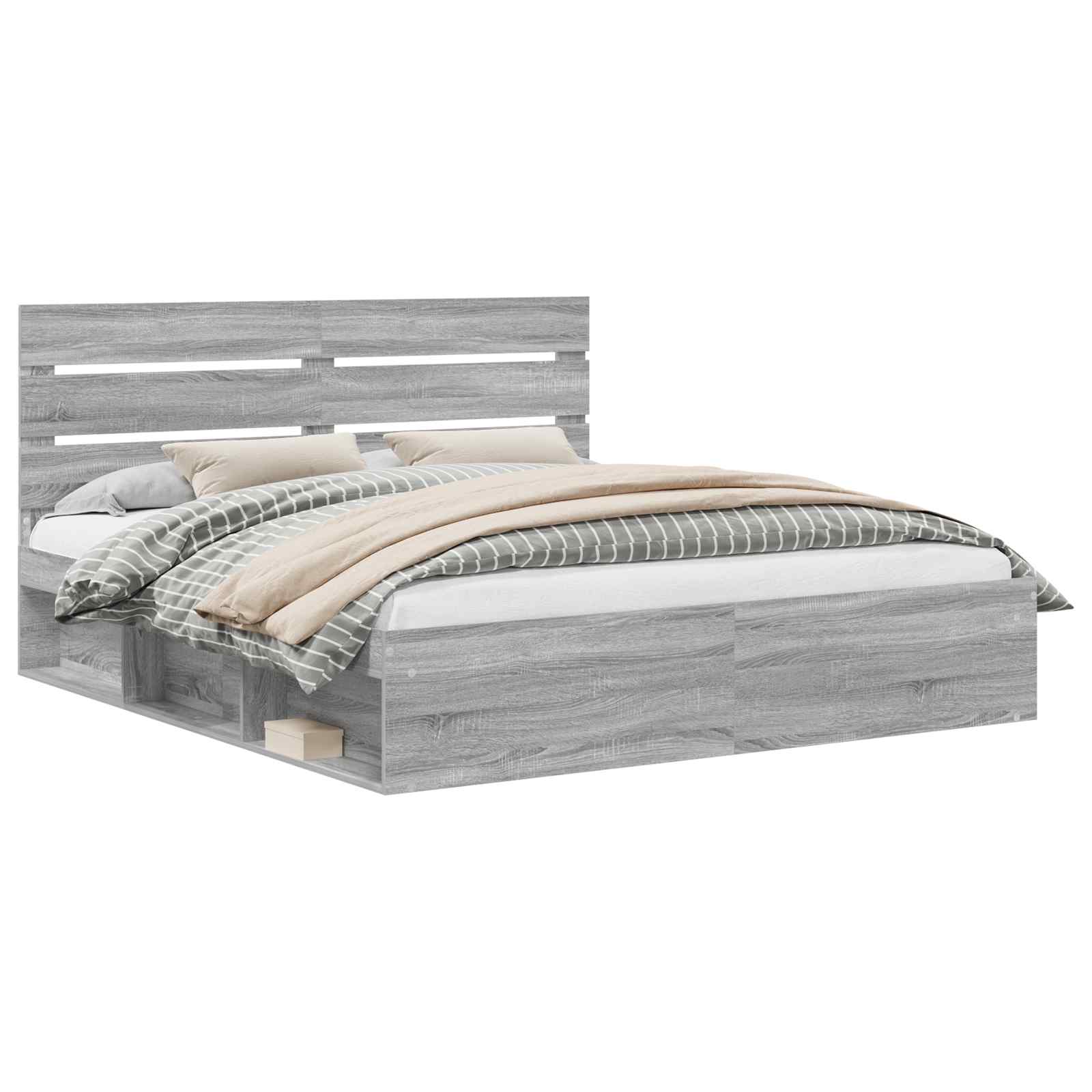Cadre de lit Gris Sonoma 200 x 200 cm Bois de pin massif