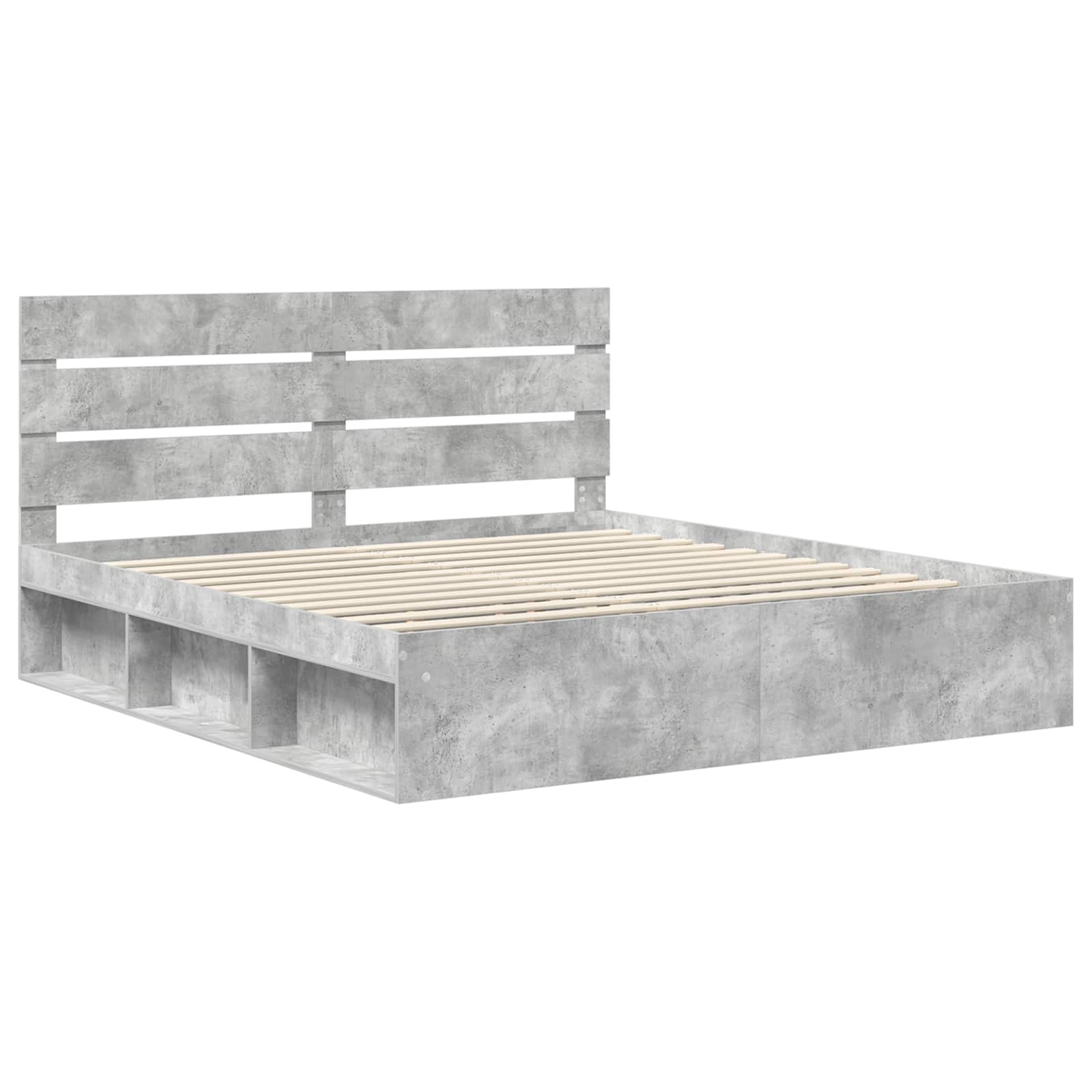Cadre de lit avec tête de lit Béton 180 x 200 cm Pin massif - XIOS
