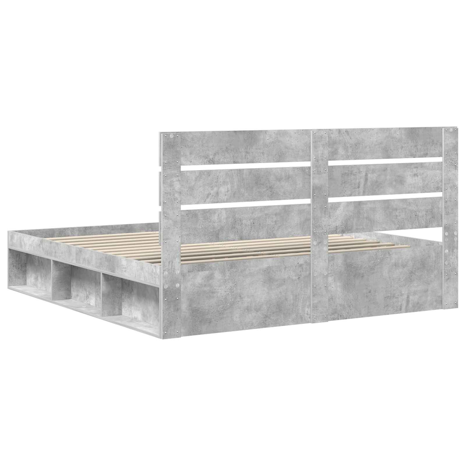 Cadre de lit avec tête de lit Béton 180 x 200 cm Pin massif - XIOS