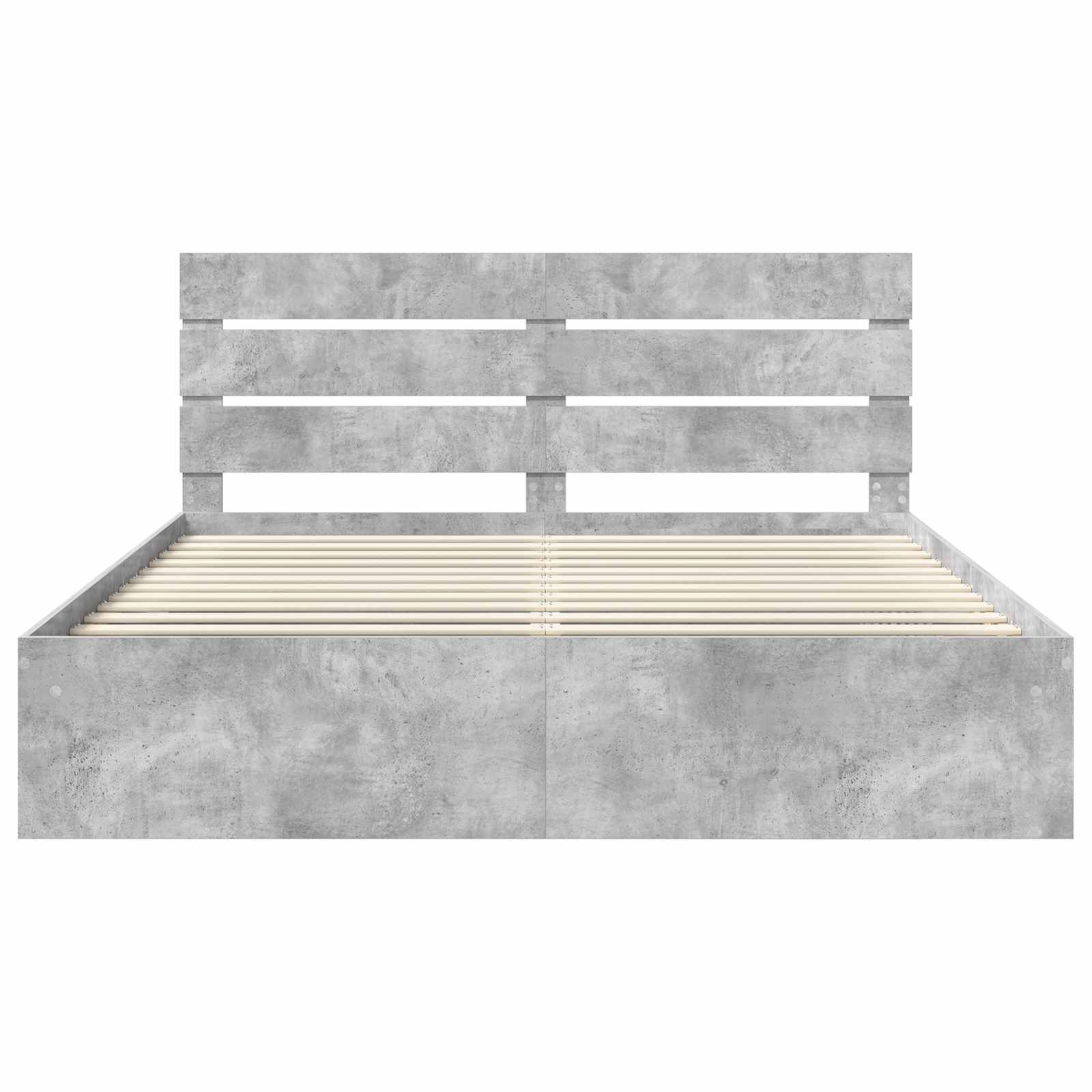 Cadre de lit avec tête de lit Béton 180 x 200 cm Pin massif - XIOS