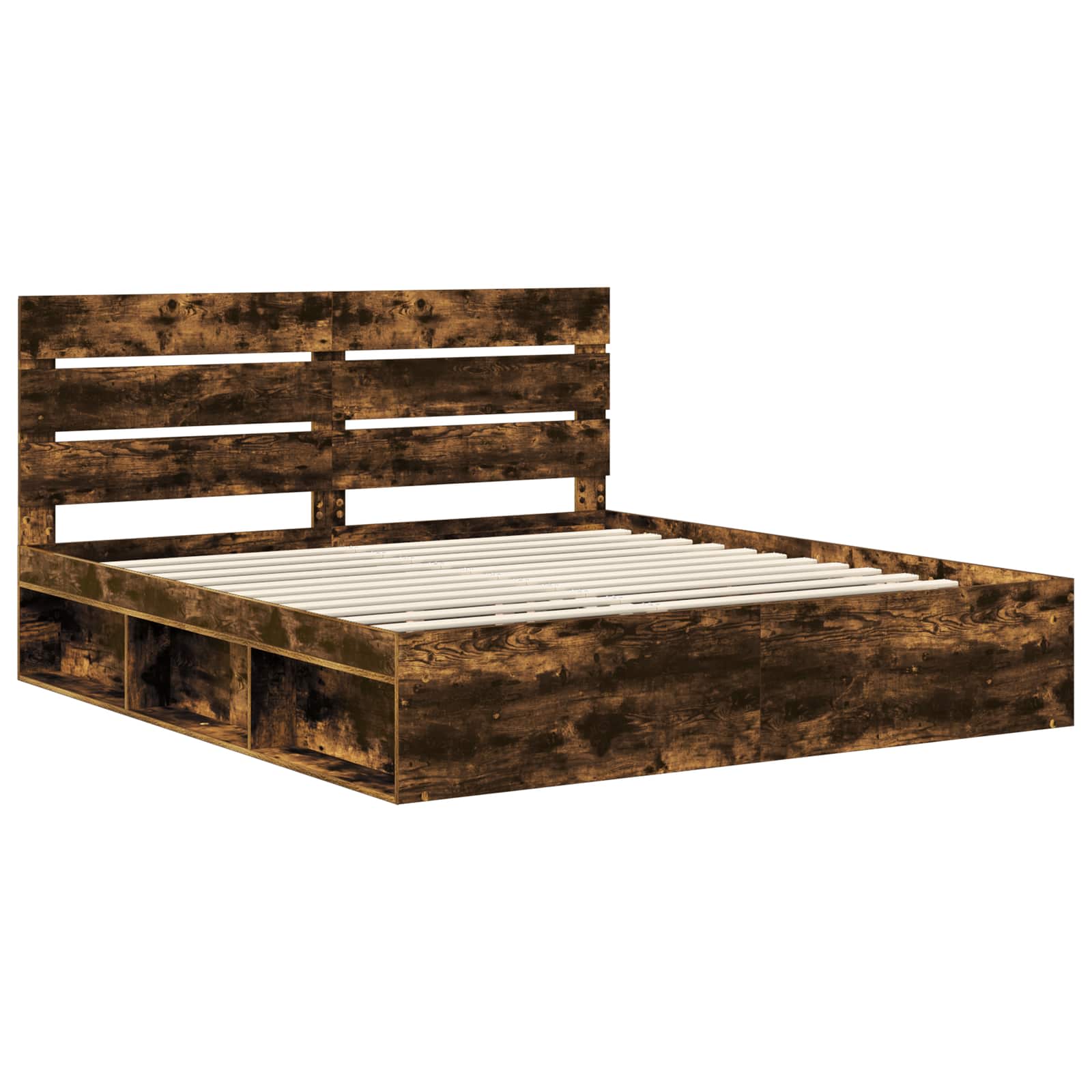 Cadre de lit Chêne fumé 180 x 200 cm Bois de pin massif - XIOS