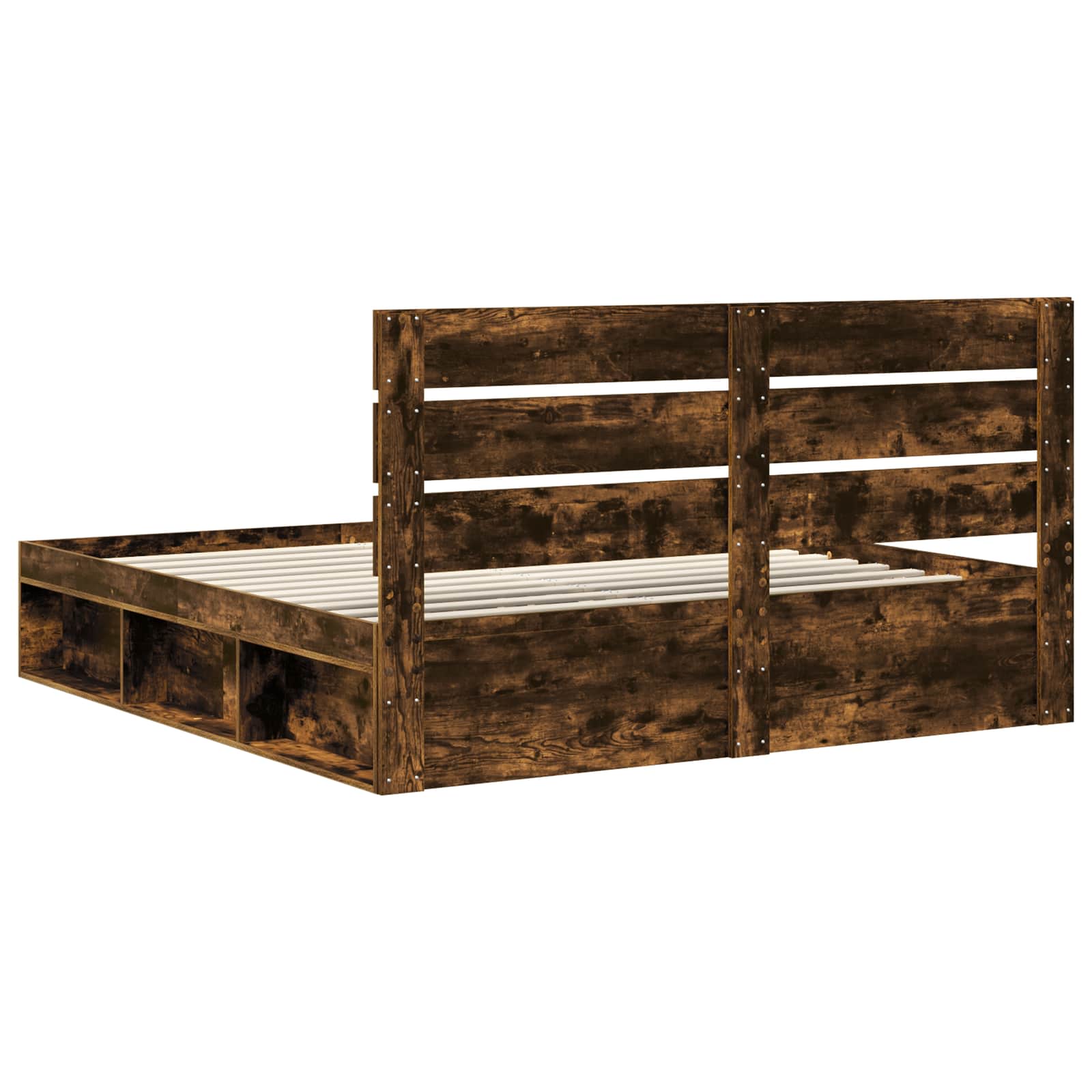 Cadre de lit Chêne fumé 180 x 200 cm Bois de pin massif - XIOS