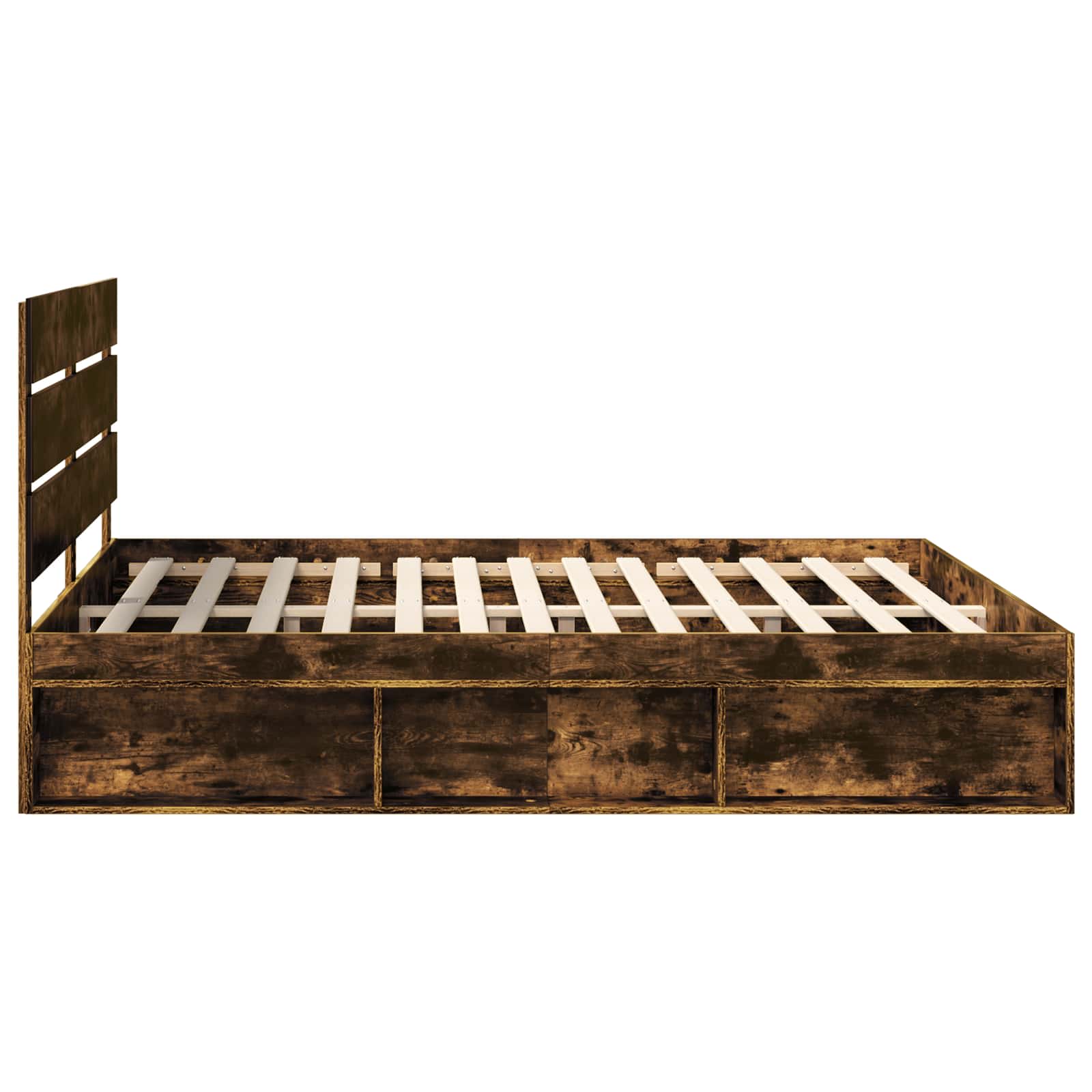 Cadre de lit Chêne fumé 180 x 200 cm Bois de pin massif - XIOS
