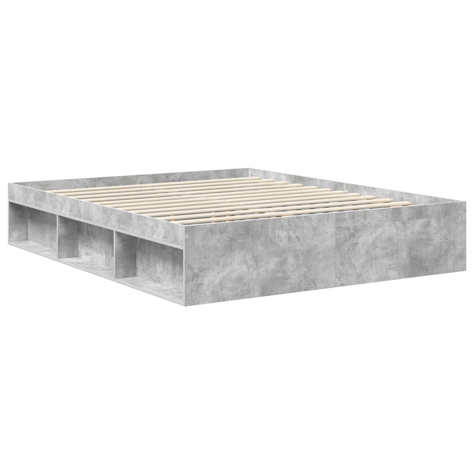 Cadre de lit avec tête de lit Béton 160 x 200 cm Pin massif - XIOS