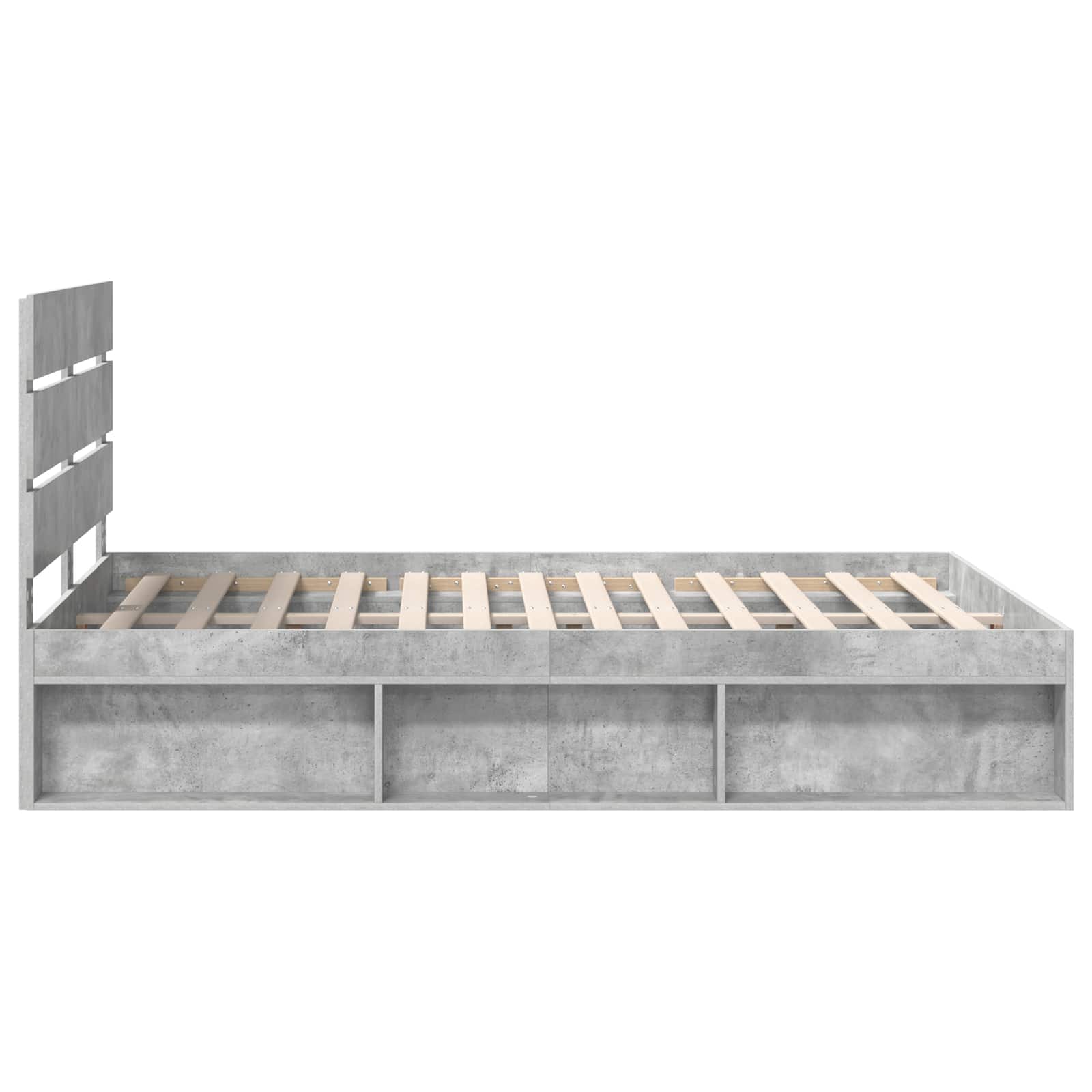 Cadre de lit avec tête de lit Béton 160 x 200 cm Pin massif - XIOS