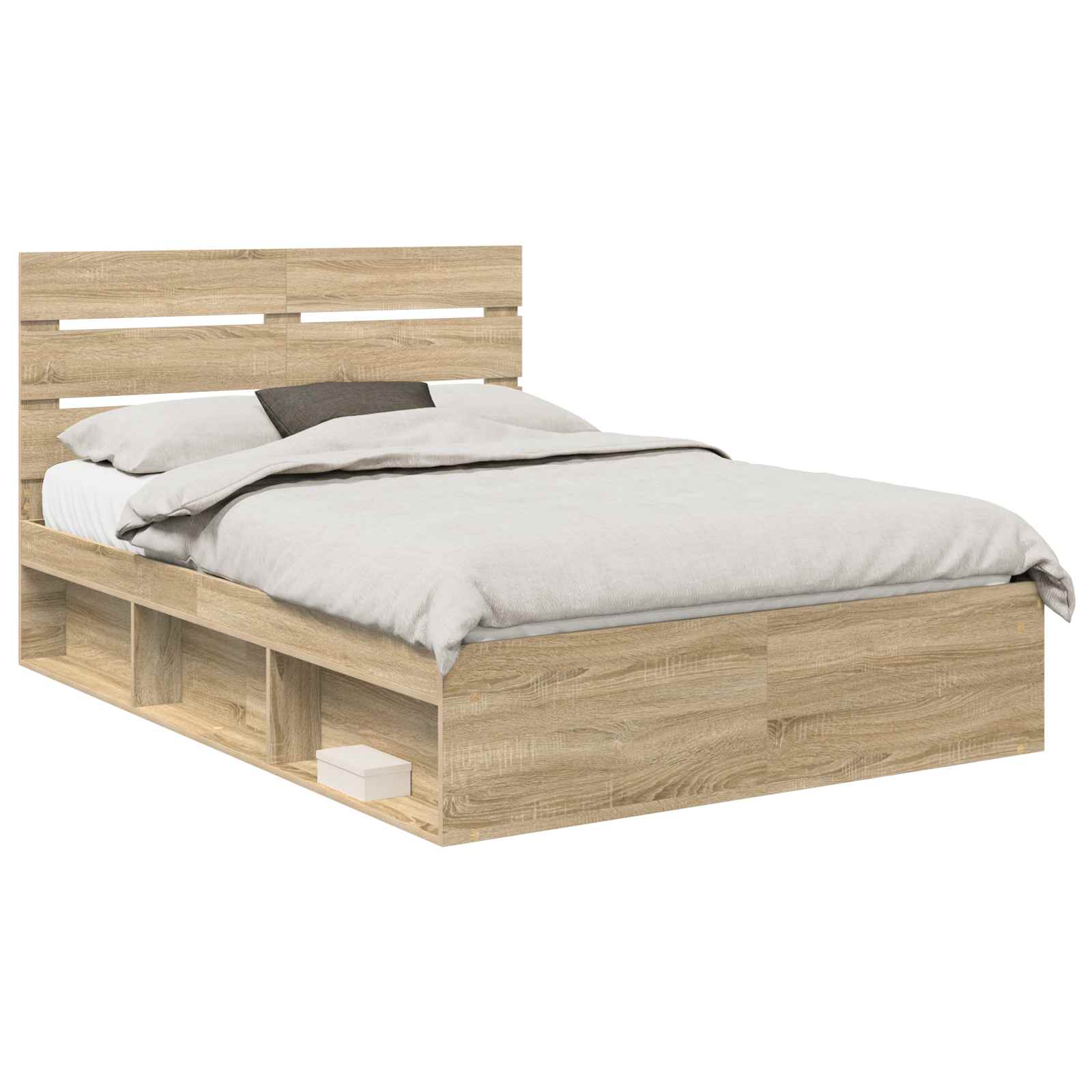 Cadre de lit Chêne Sonoma 150 x 200 cm Bois de pin massif - XIOS