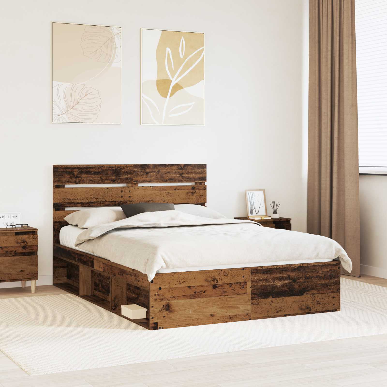 Cadre de lit Bois ancien 150 x 200 cm Bois de pin massif - XIOS