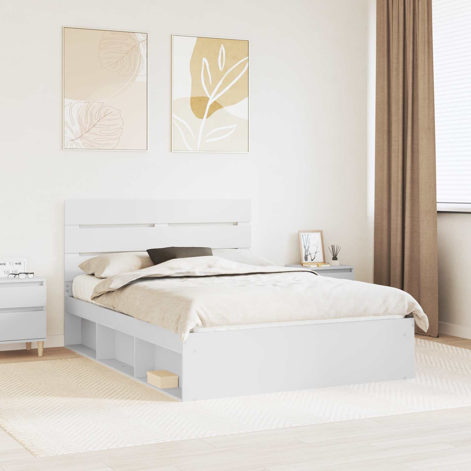 Cadre de lit Blanc 140 x 200 cm Bois de pin massif - XIOS