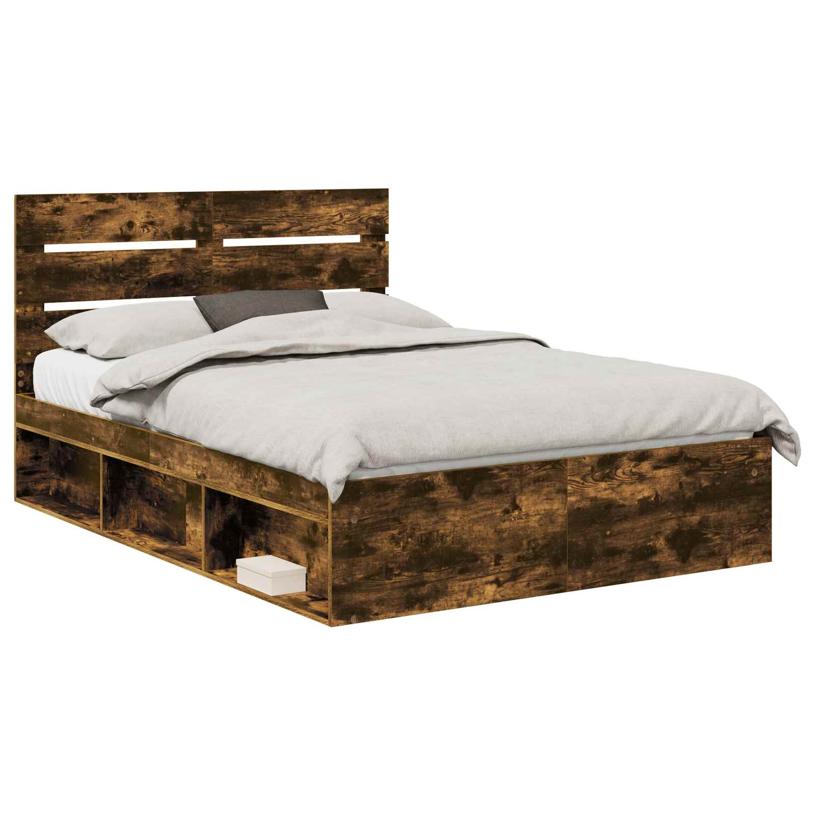 Cadre de lit Chêne fumé 140 x 200 cm Bois de pin massif