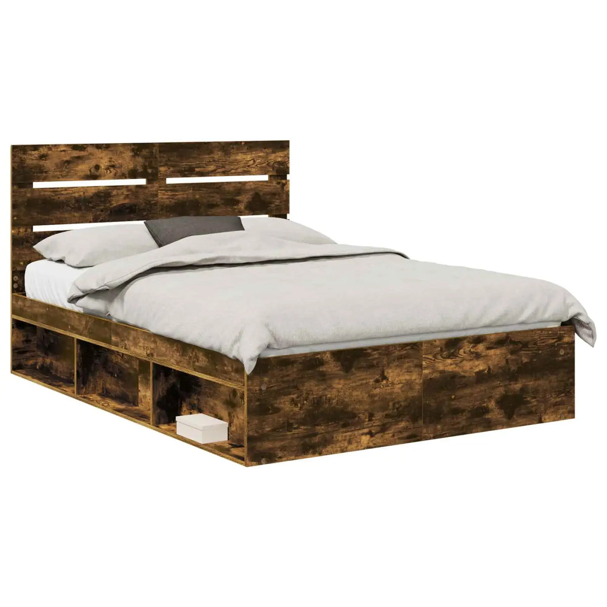 Cadre de lit Chêne fumé 140 x 190 cm Bois de pin massif - XIOS