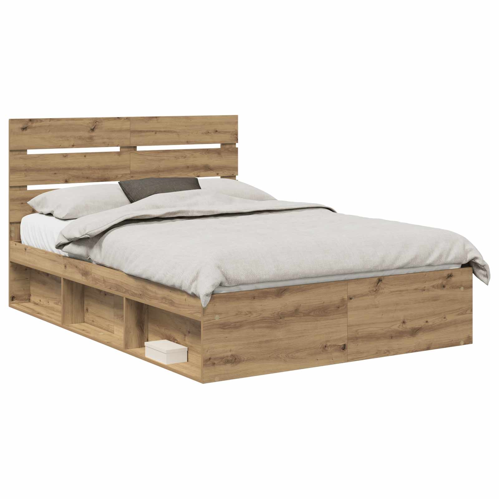 Cadre de lit Chêne artisan 140 x 190 cm Bois de pin massif - XIOS