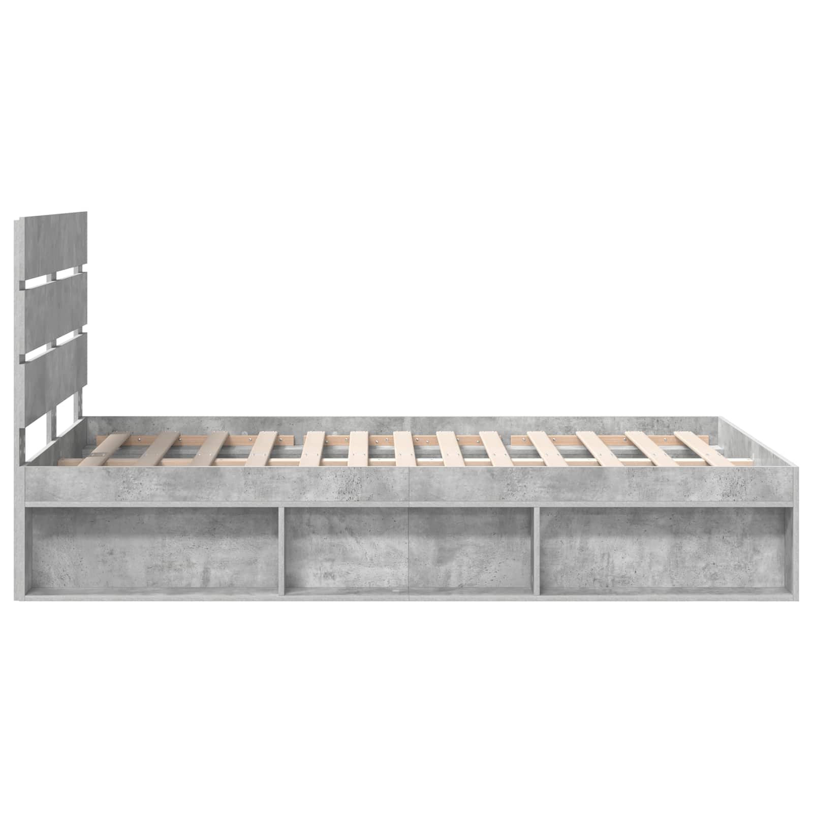 Cadre de lit Gris Béton 135 x 190 cm Pin massif - XIOS