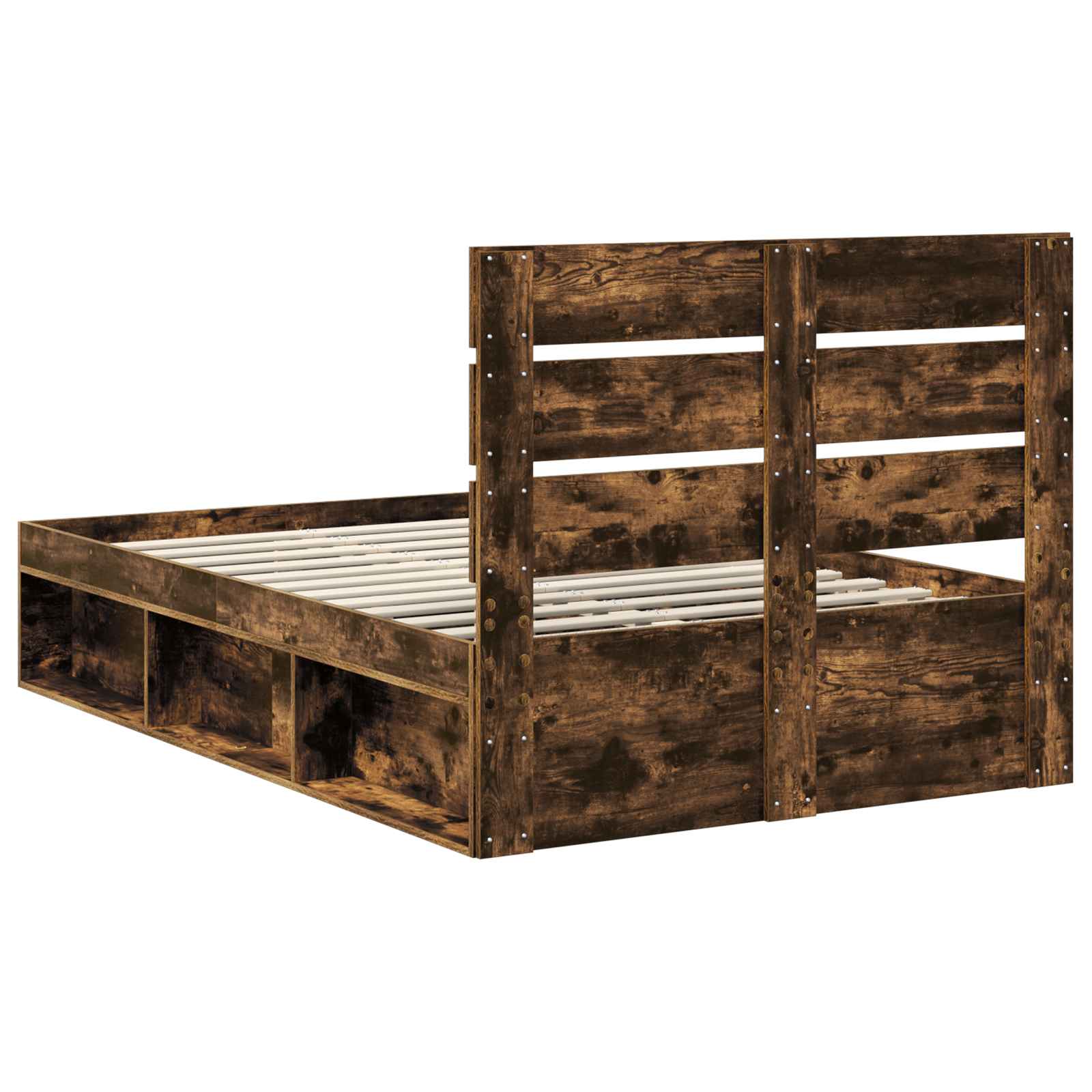 Cadre de lit Chêne fumé 135 x 190 cm Bois de pin massif - XIOS